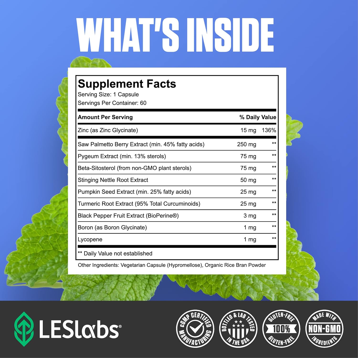 LES Labs Prostate Health – Prostate Support, Urinary Tract Health, Fewer Bathroom Visits & Improved Sleep – Saw Palmetto, Pygeum