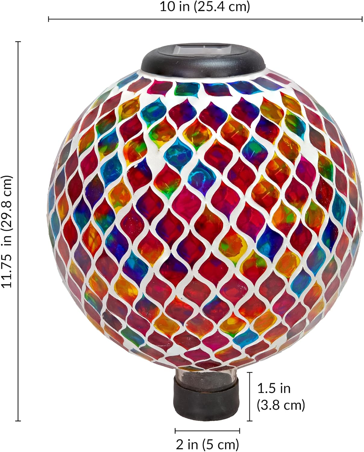 Sunnydaze Solar Gazing Ball for Garden, Mosaic Cool Blooms