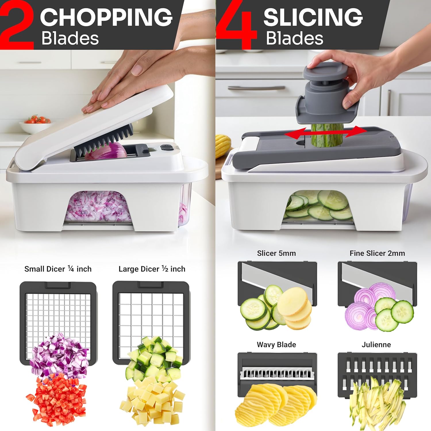 Mueller The Real Original Pro Vegetable Chopper & Mandoline Slicer, 10-in-1