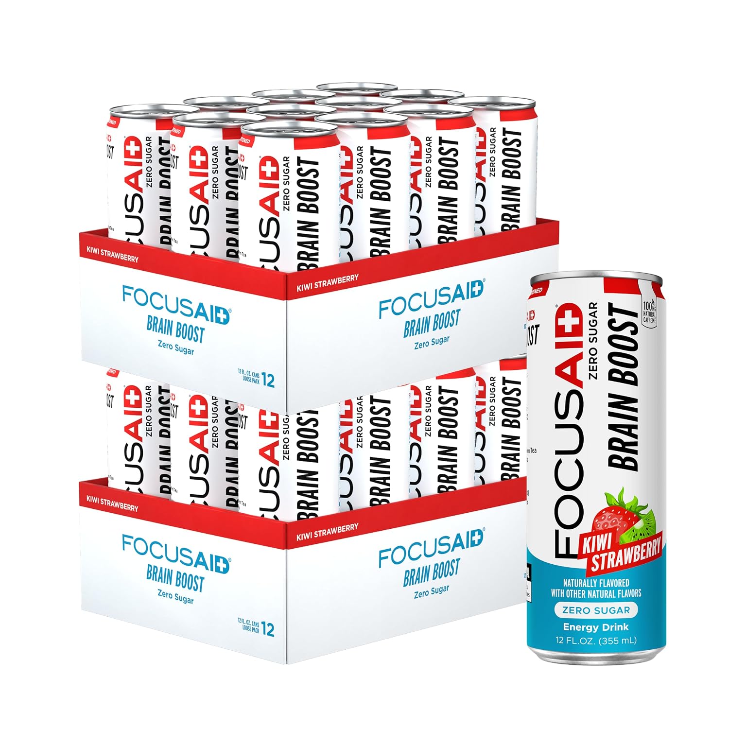 FOCUSAID Nootropic Energy Drink, 12 fl oz (12-Pack) | Nootropic energy drink with Alpha-GPC, GABA, B-Complex, Yerba Mate, & 100mg natural caffeine. 100% clean brain fuel.