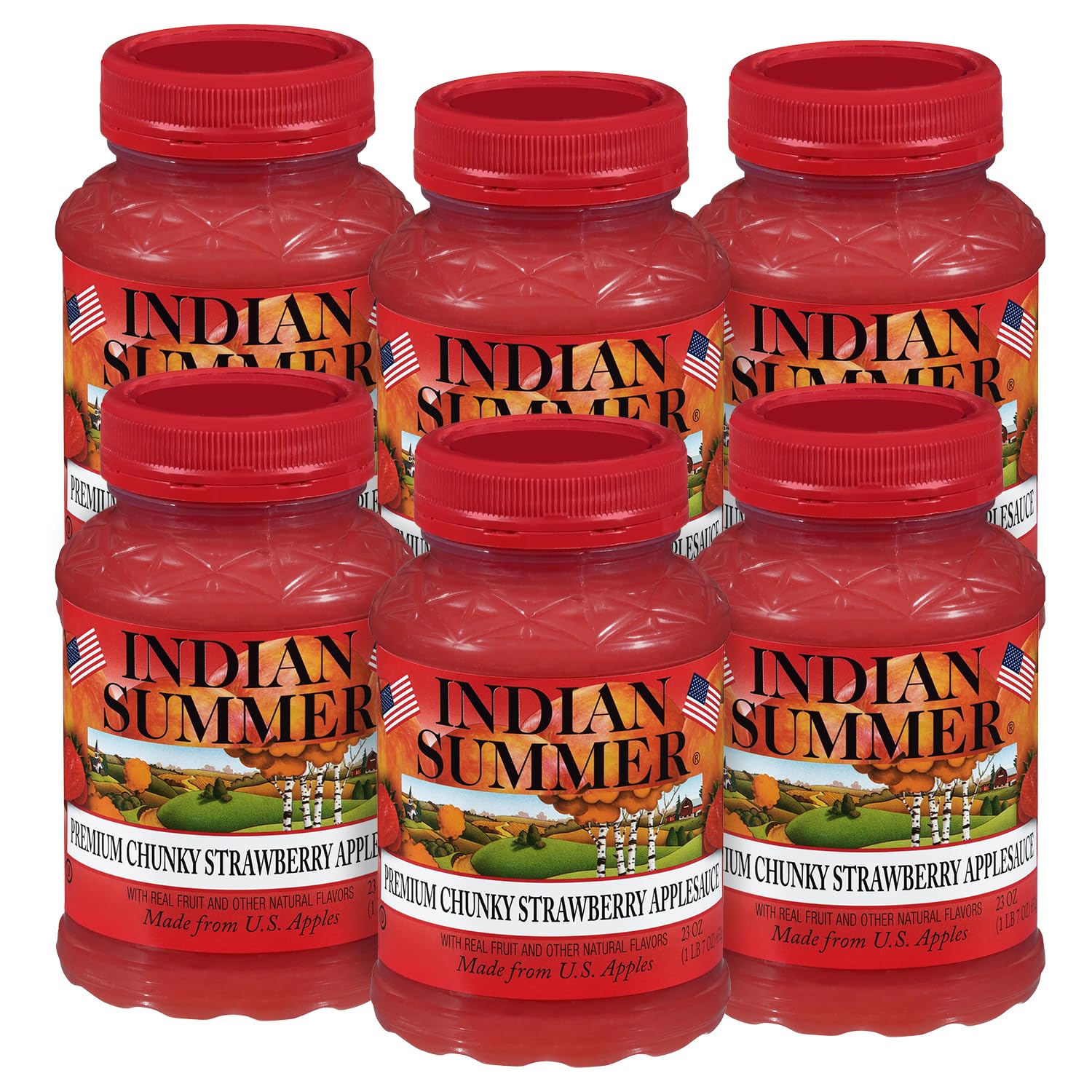 Indian Summer Chunky Peach Applesauce, 23 Ounce (Pack of 6), Made in USA
