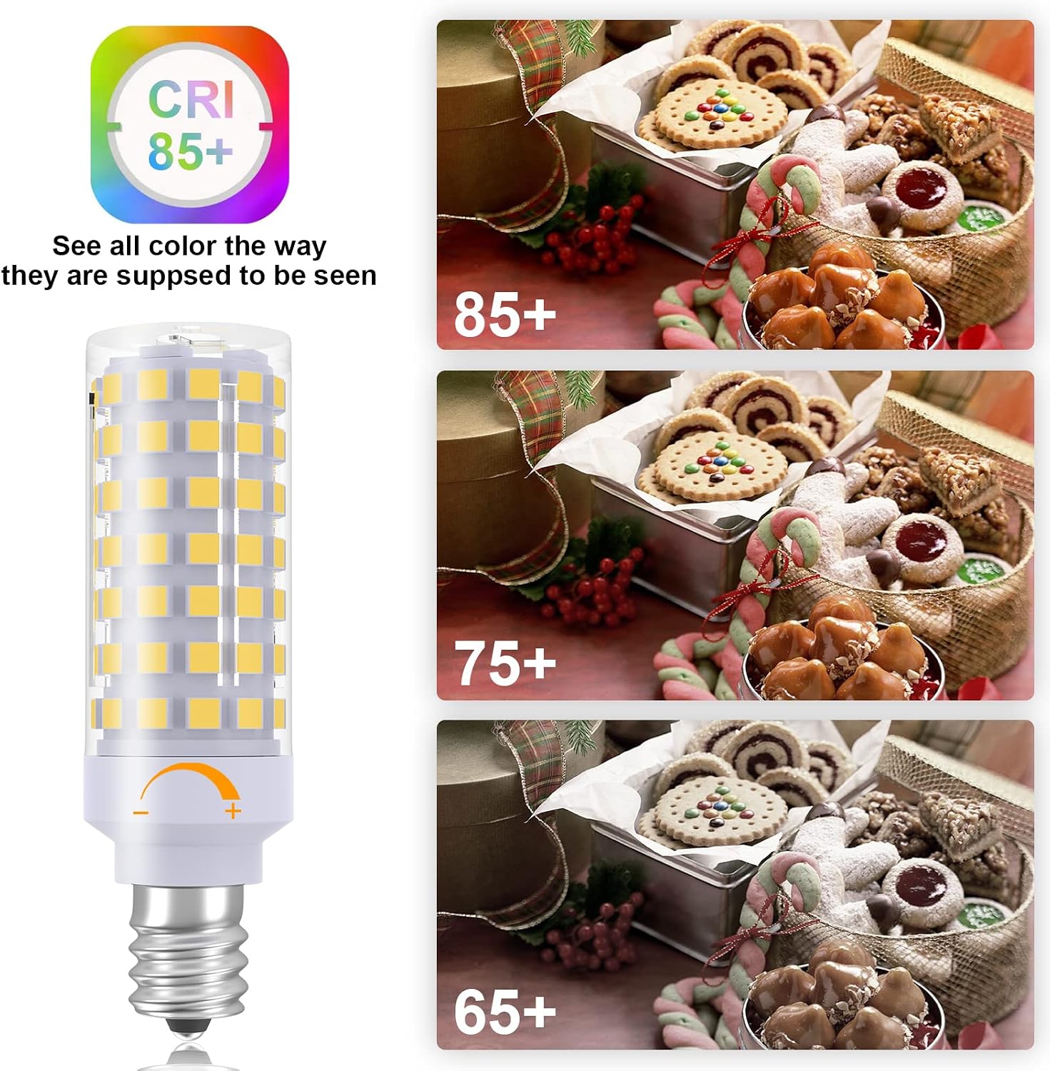 E12 LED Bulb Dimmable 7W Equivalent to 60W Halogen Bulb, Warm White 3000K T6 C7 E12 Candelabra Bulb 60 Watt for Ceiling Fan, Chandelier Lighting, AC120V Kx-2000 Bulbrite Replacement (6 Pack)