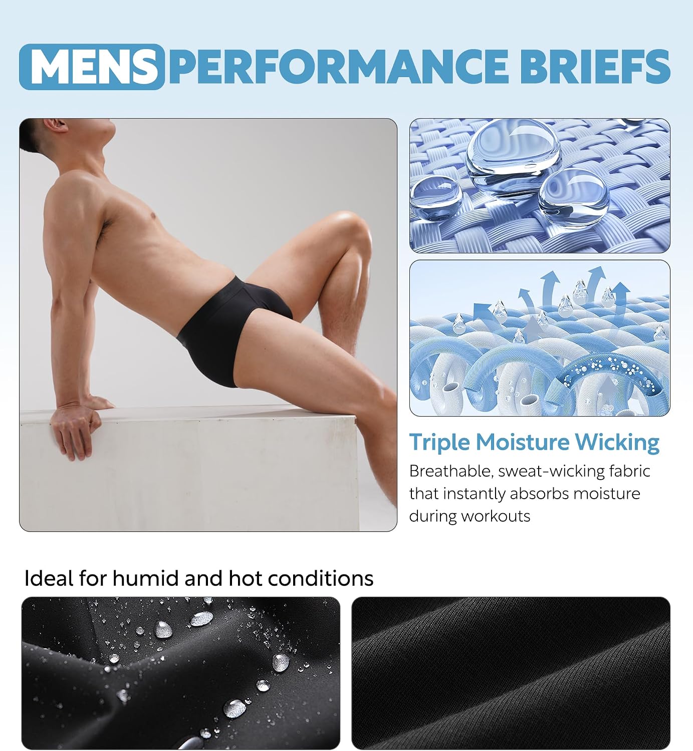 DAVID ARCHY Men's Soft Modal Dual Pouch Support Briefs 4 or 7 Pack | Breathable moisture-wicking fabric offers flexible elastic waistbands, chafe-free design for daily active movement.