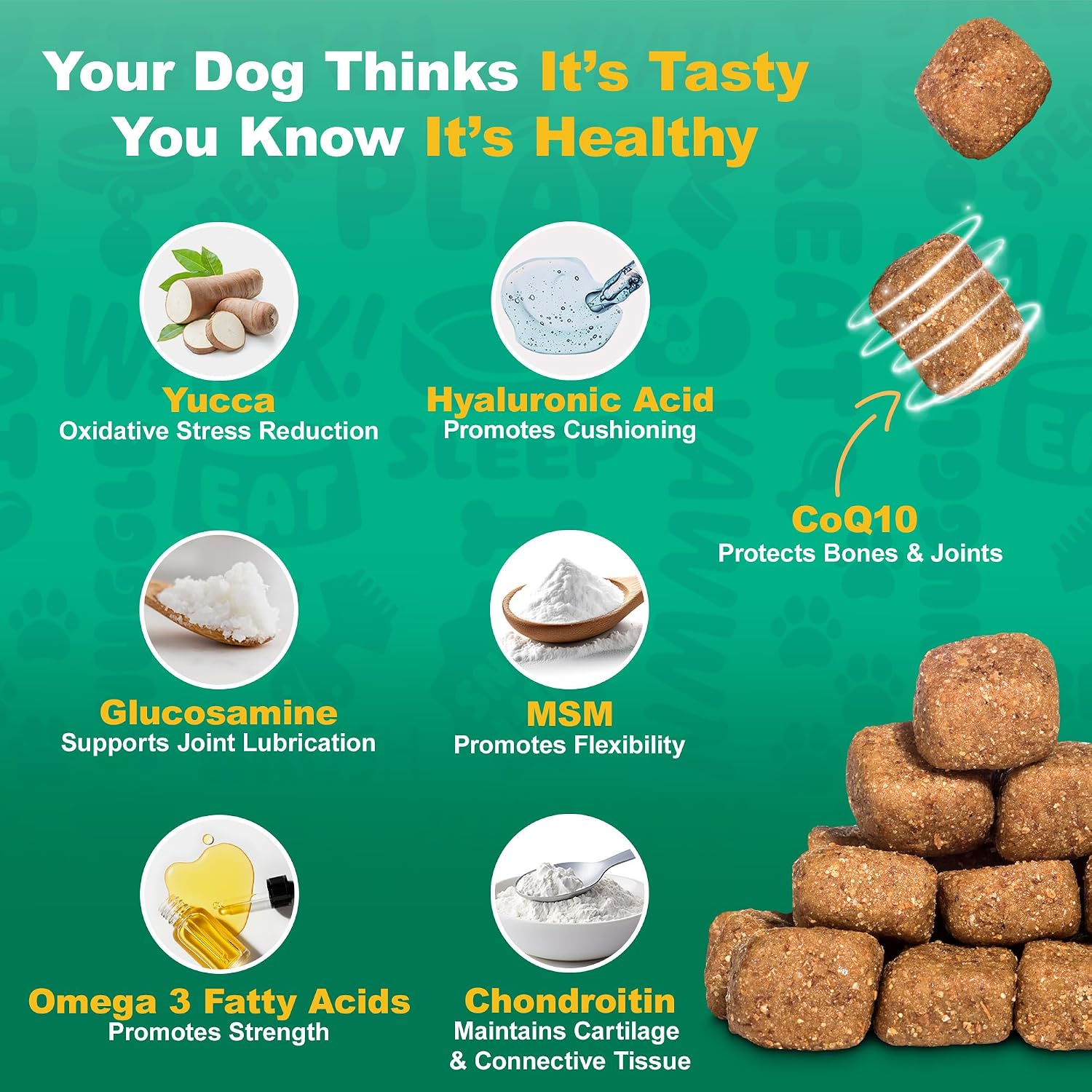 Doggie Dailies Hip & Joint Chews for Dogs, Chicken, All Breeds, 225 Count | Glucosamine & Chondroitin Supplement, Supports Joint Health & Mobility, Soft Chews for Dogs of All Breeds & Sizes