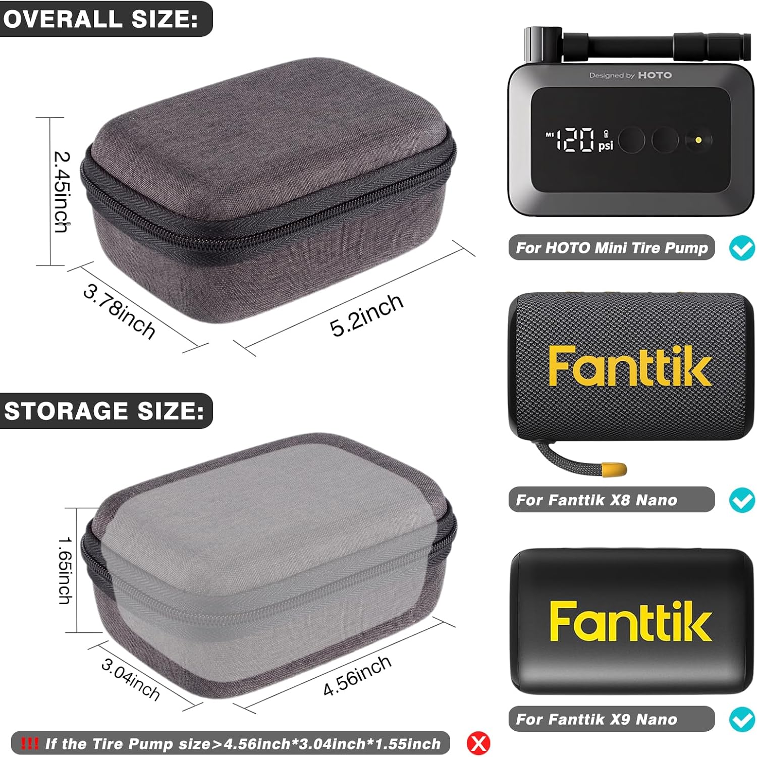 Hard Carrying Case For HOTO mini/FanttikX9 Nano/ X8 Nano