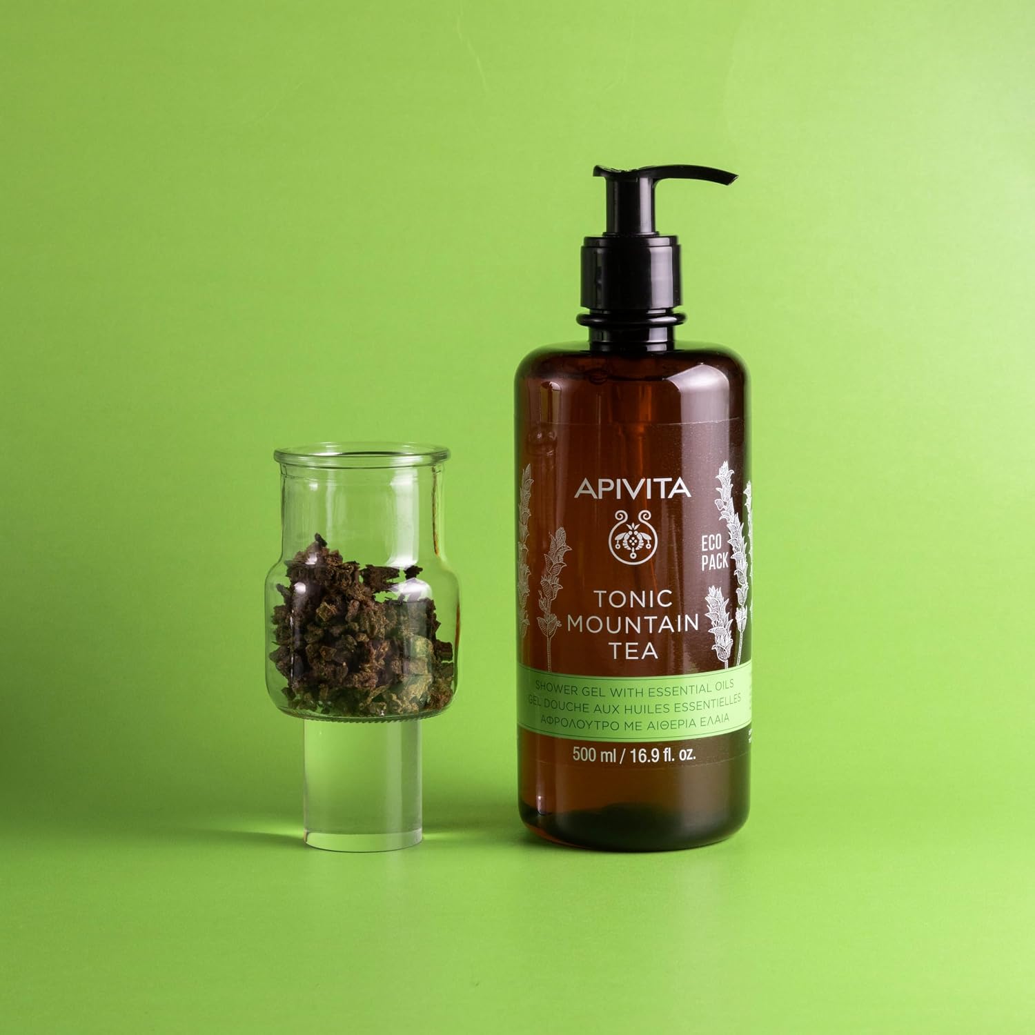 APIVITA Tonic Mountain Tea Shower Gel | Gently Cleanses, Revitalizes & Preserves Moisture with Mountain Tea, Propolis & Essential Oils