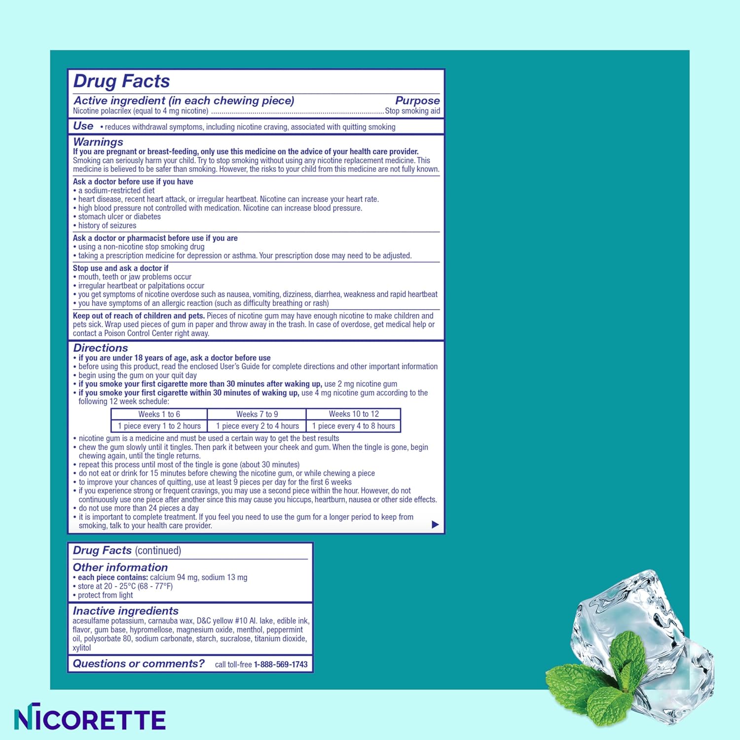 Nicorette 4mg Nicotine Gum to Quit Smoking - White Ice Mint Flavored Stop Smoking Aid, 160 Count