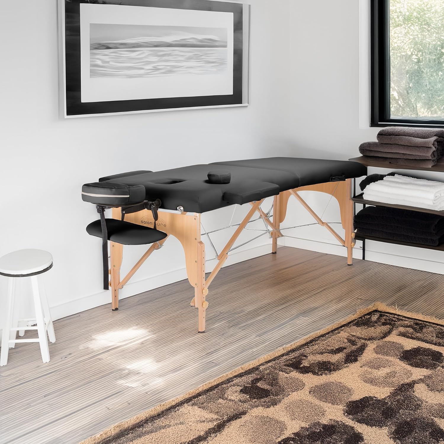 Saloniture Professional Portable Folding Massage Table with Carrying Case - Black