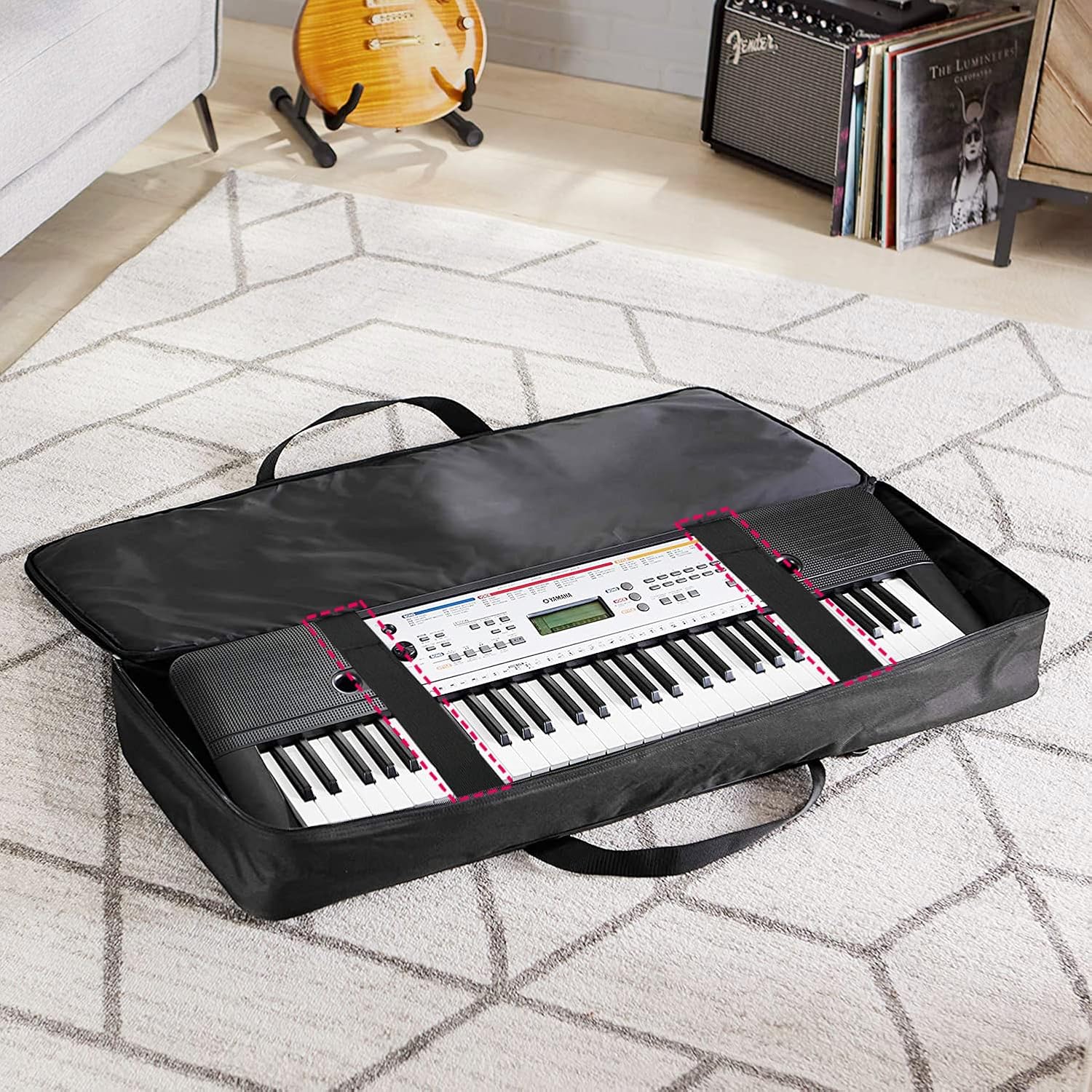 Ruibo 61 Key Keyboard Gig Bag Case,Portable Durable Keyboard Piano Waterproof 600D Oxford Cloth with 10mm Cotton Padded Case Gig Bag 40"x16"x6"