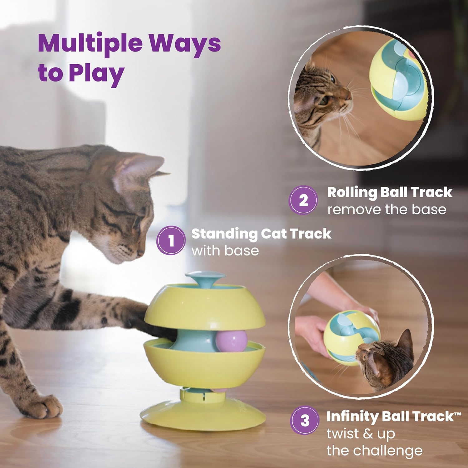 Catstages Tower of Tracks Cat Toy – 3-Level Track Tower with 6 Balls, Interactive Cat Toy for Indoor Enrichment