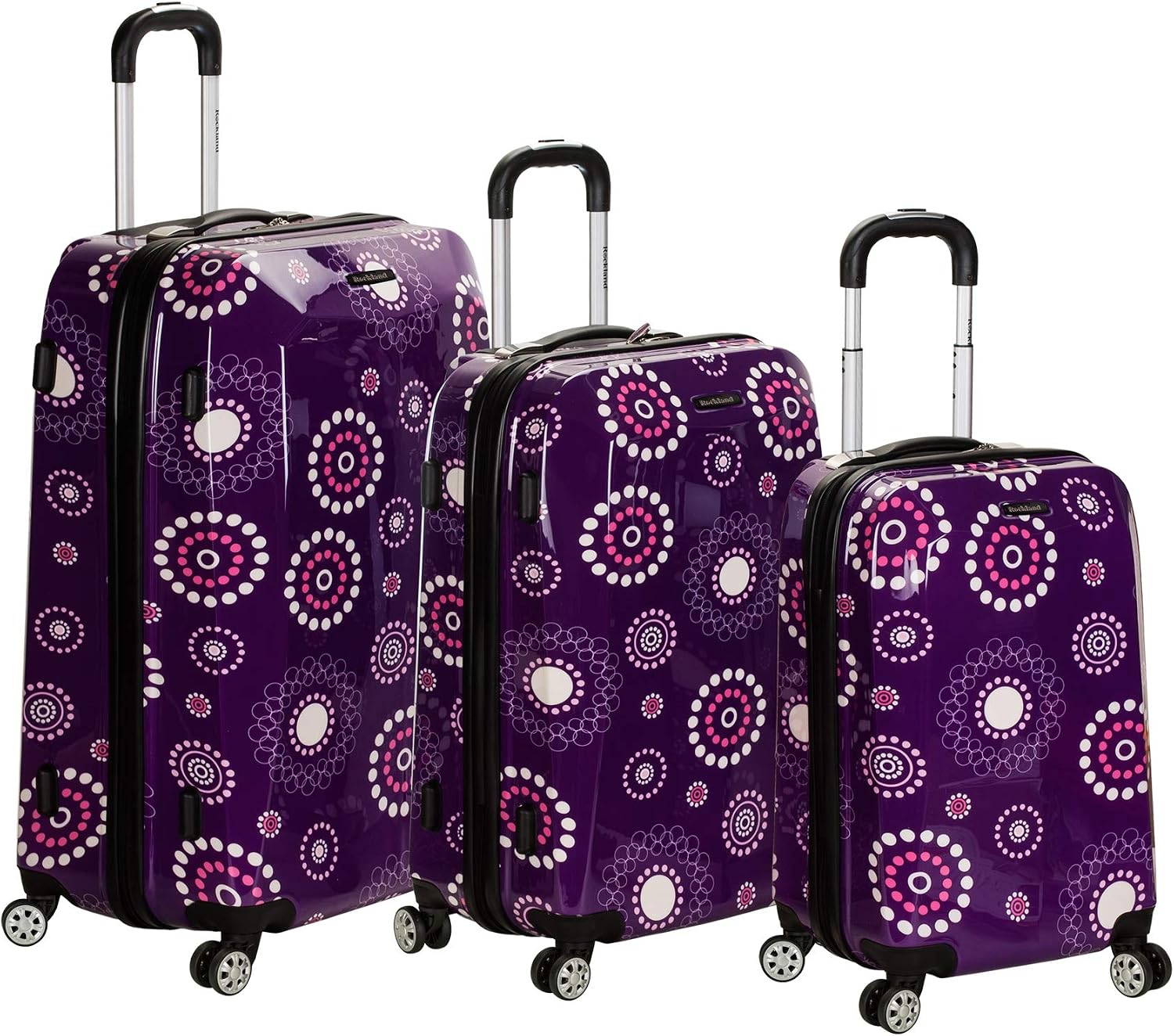 Rockland Vision Hardside 3 Piece Spinner Wheel Luggage Set, (20"/24"/28"), Love