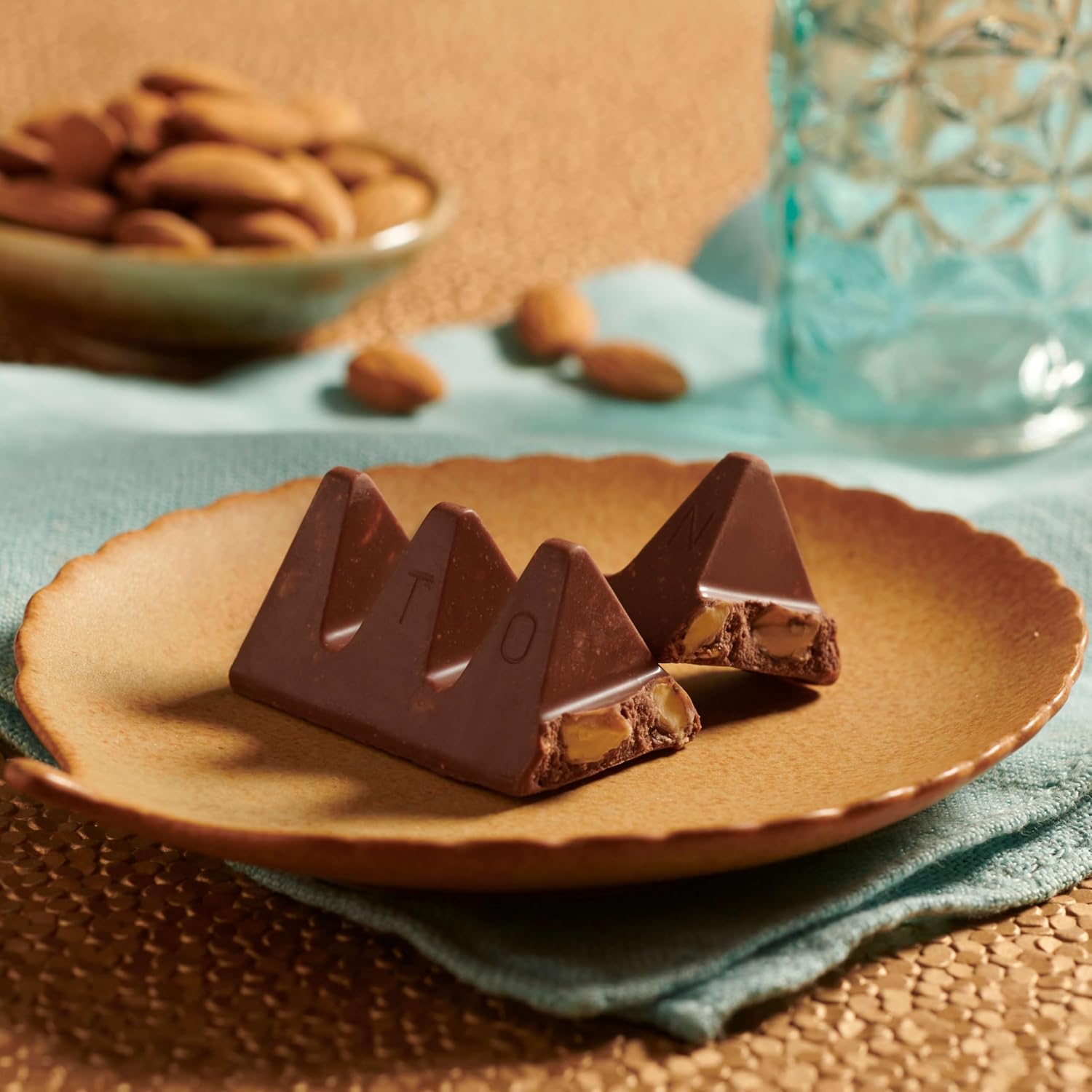 TOBLERONE Milk Chocolate Bar with Salted Caramelized Almonds, 20 Bars | Honey and Almond Nougat, Bulk Chocolate