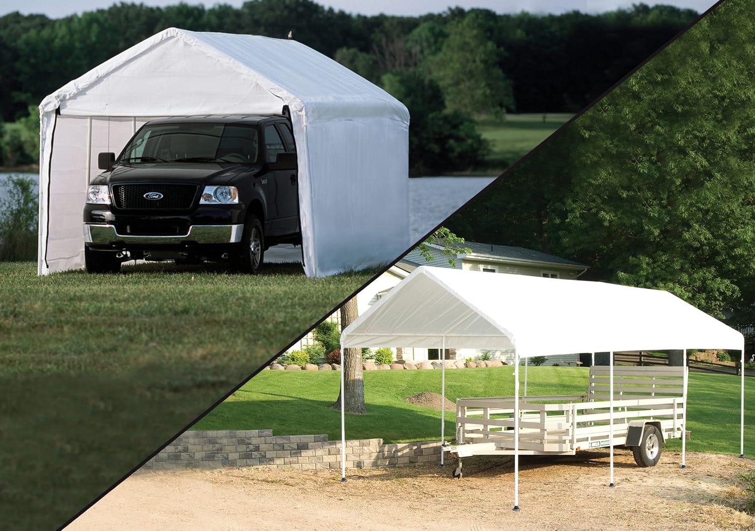 ShelterLogic 10' x 10' MaxAP Canopy Series Compact Outdoor Easy to Assemble Steel Metal Frame Canopy with 50+ UPF Sun Protection and Waterproof Cover, White, 23521