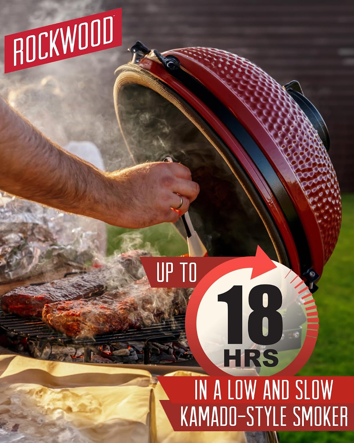Rockwood Natural Lump Charcoal – Hardwood Lump Charcoal - 20 lbs, 1 Pack | Hardwood Lump Charcoal with Blend of Oak, Hickory & Cherry - Clean Burn, High Heat Grilling & Smoking - For Kettle & Kamado