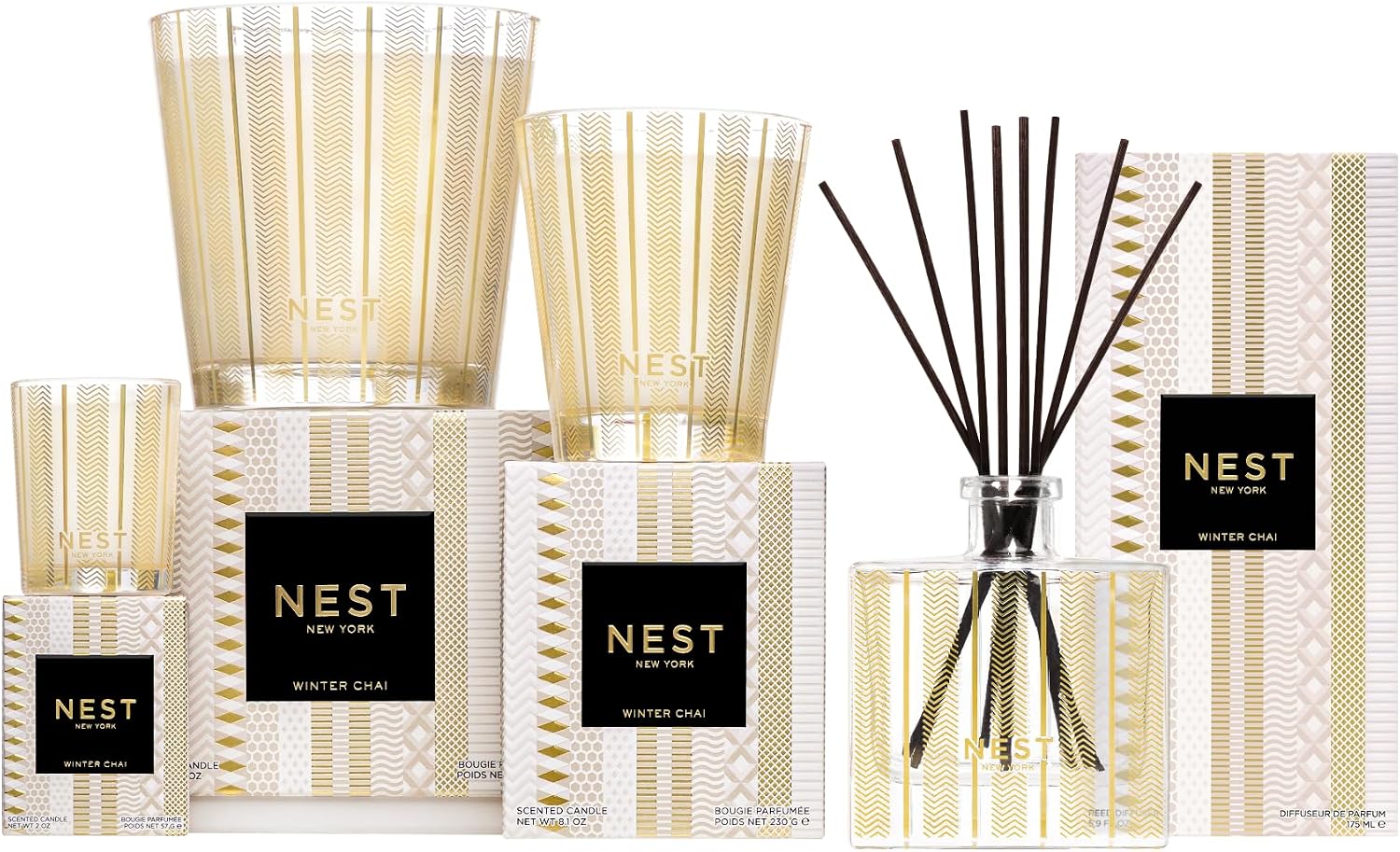 NEST New York Scented Classic Candle, Pumpkin Chai - 8.1 oz - Up to 60-Hour Burn Time - Reusable Glass Vessel