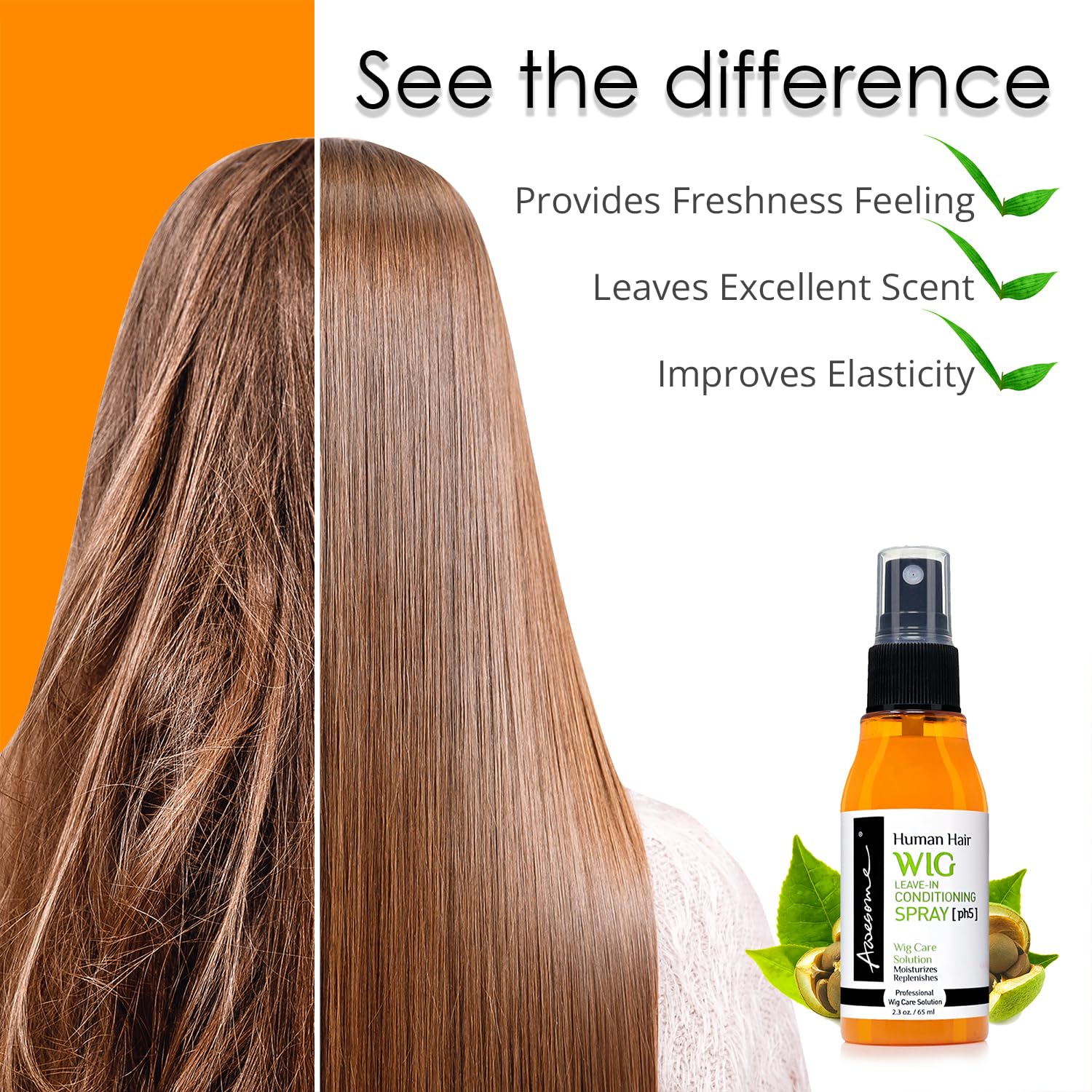 Awesome Human Hair Wig Leave in Conditioner Spray, pH5, Detangler & Easy Combing I Promoting Silkiness