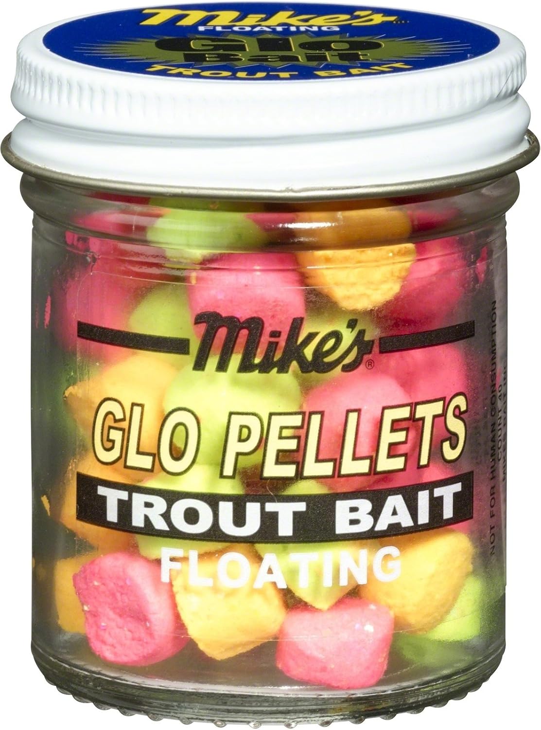 Mike’s Glo Pellets Trout Bait - Assorted Floating Pellets with Attracting Scents and Glitter, 40 Pellets Per Jar