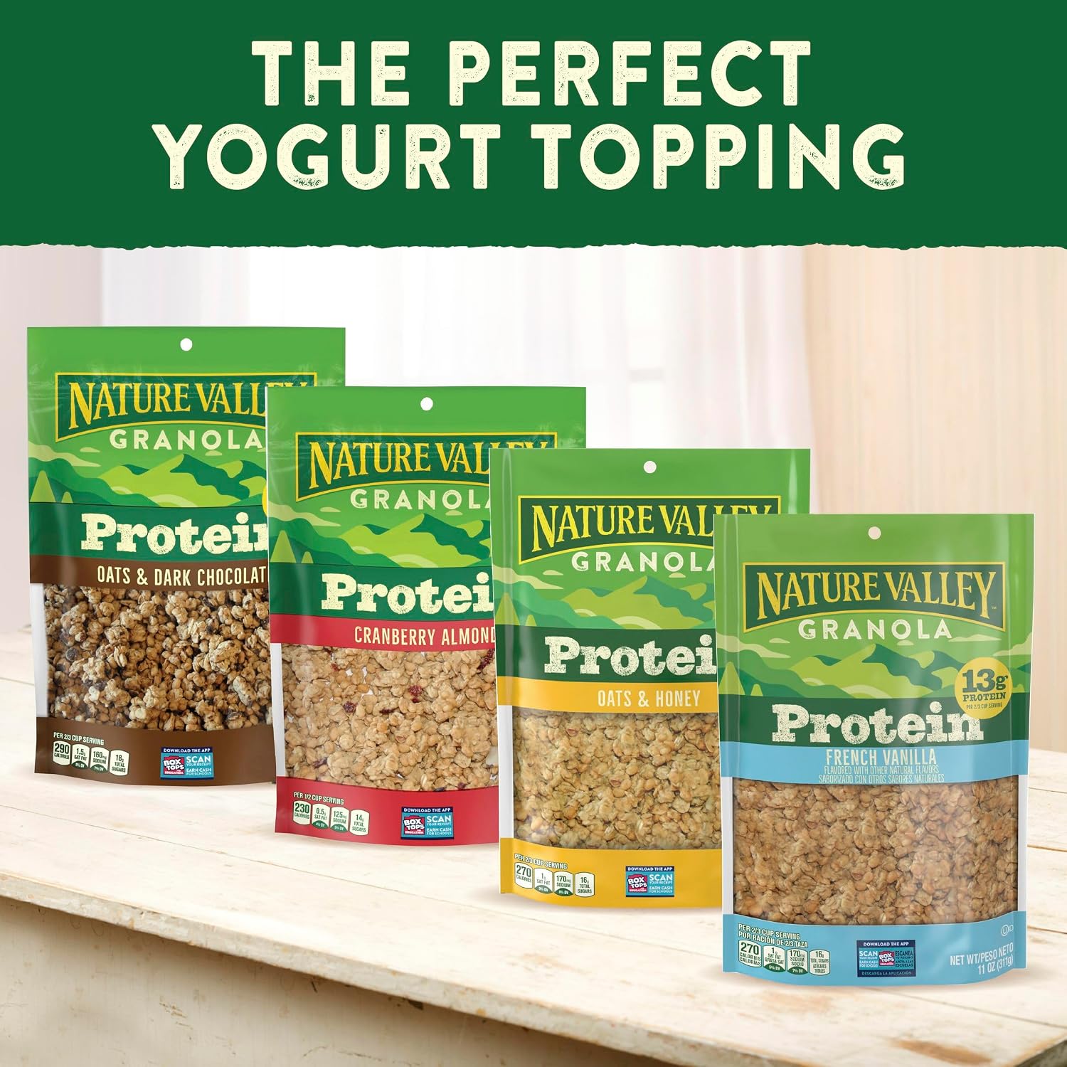 Nature Valley Oats & Honey Protein Granola, Resealable Pouch, 11 oz | 13g Protein & 33g Whole Grain per Serving, Good Source of Fiber, No Artificial Flavors or Colors