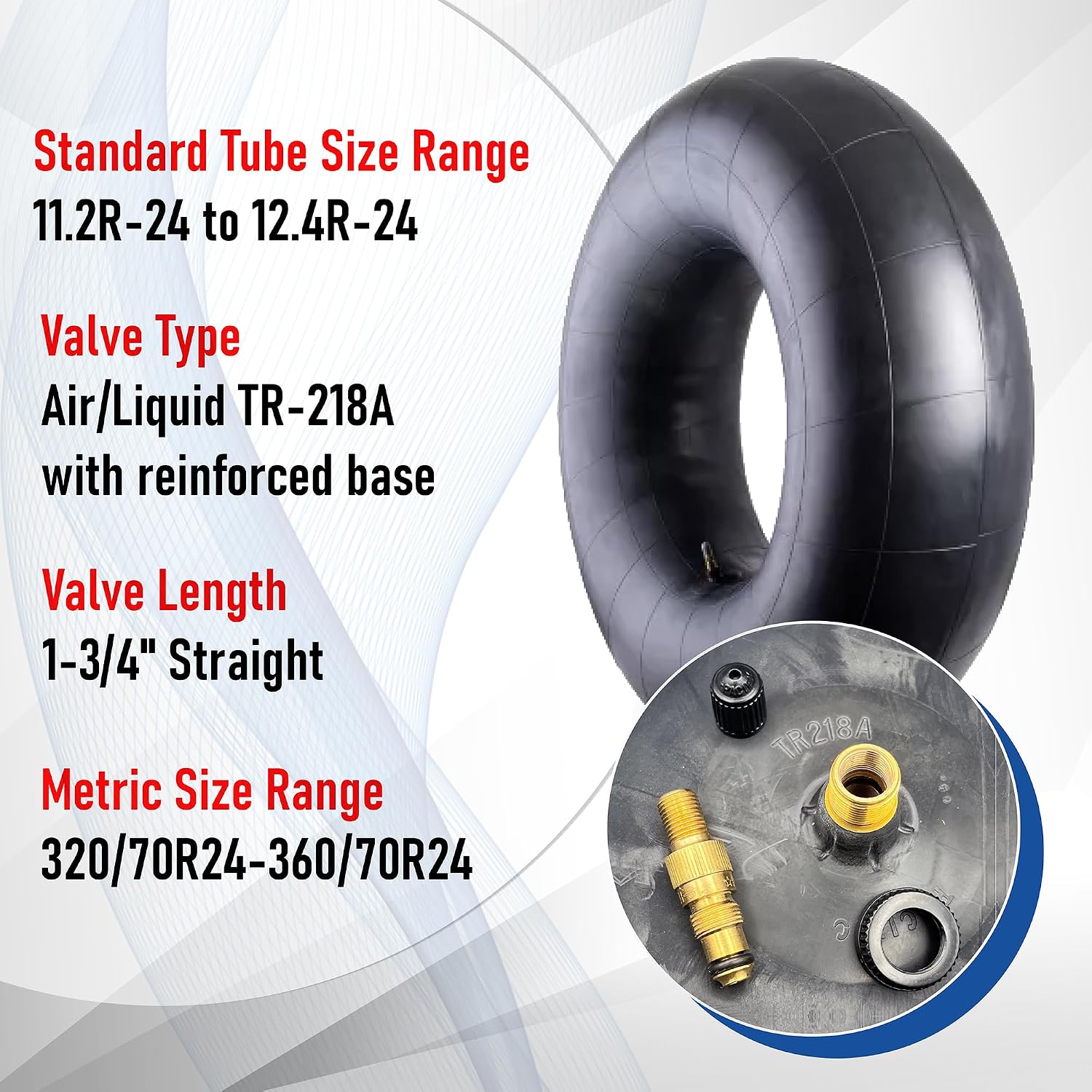 Trans American Rubber Tractor/Implement Inner Tube with TR-218A Valve Stem (11.2R-24/12.4R-24)