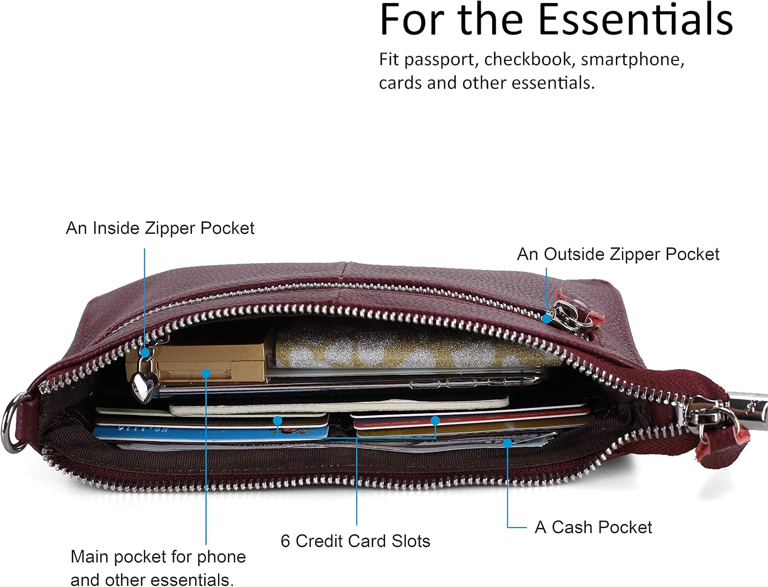 befen Genuine Leather Small Crossbody Bags for Women Wristlet Wallet Purses | Real Leather, RFID Blocking Card Slots, Wristlet Strap, Clutch Purse, Fit iPhone 17 Pro Max, Leather Handbags