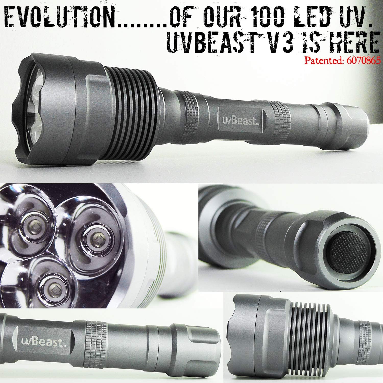 V3 385-395nm Black Light UV Flashlight | High Power Upgraded Triple Broad Band LEDs, For Professional/Commercial Use, USA Stock, Engineered by uvBeast