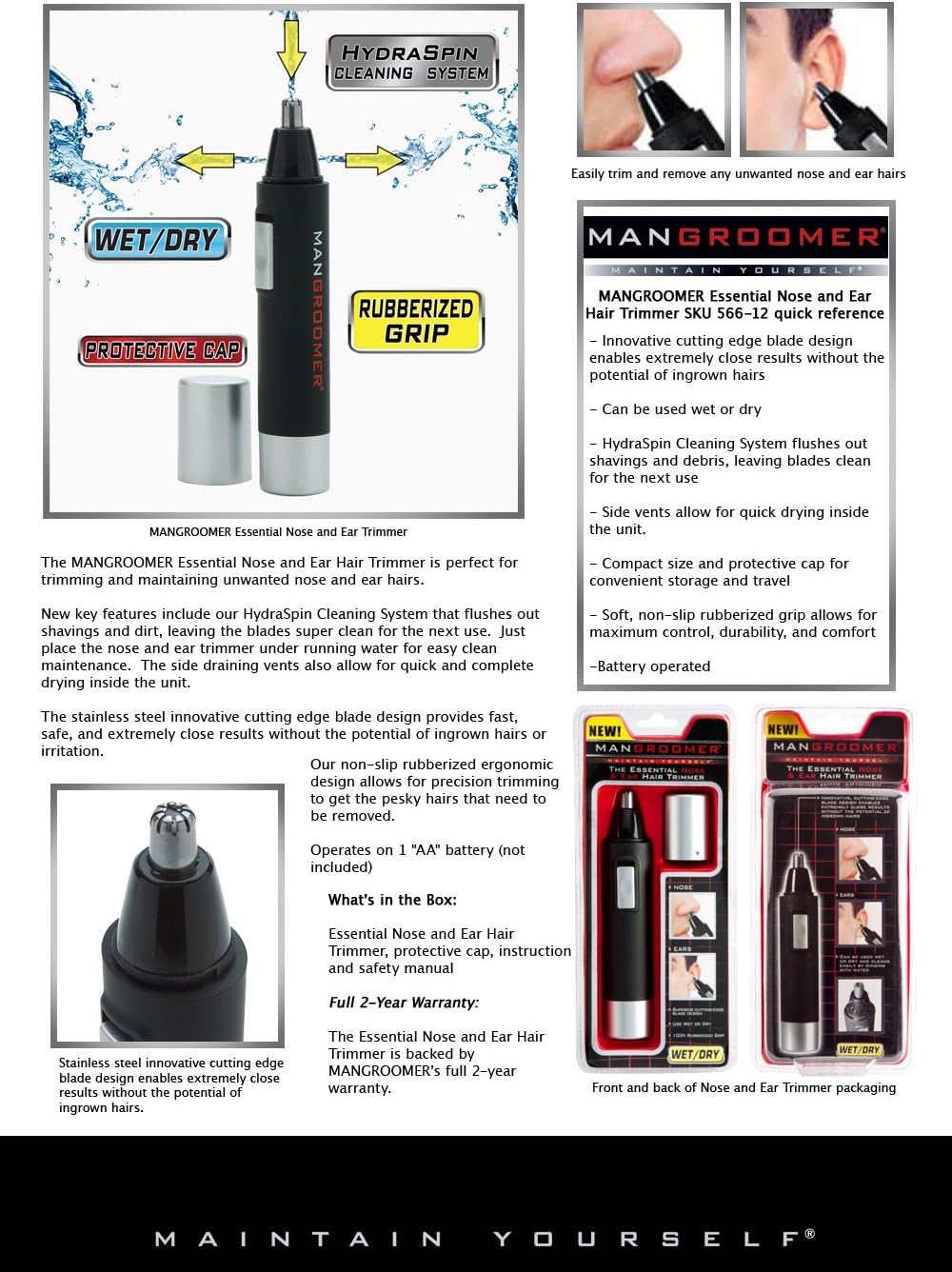 MANGROOMER PRO Essential Nose and Ear Hair Trimmer