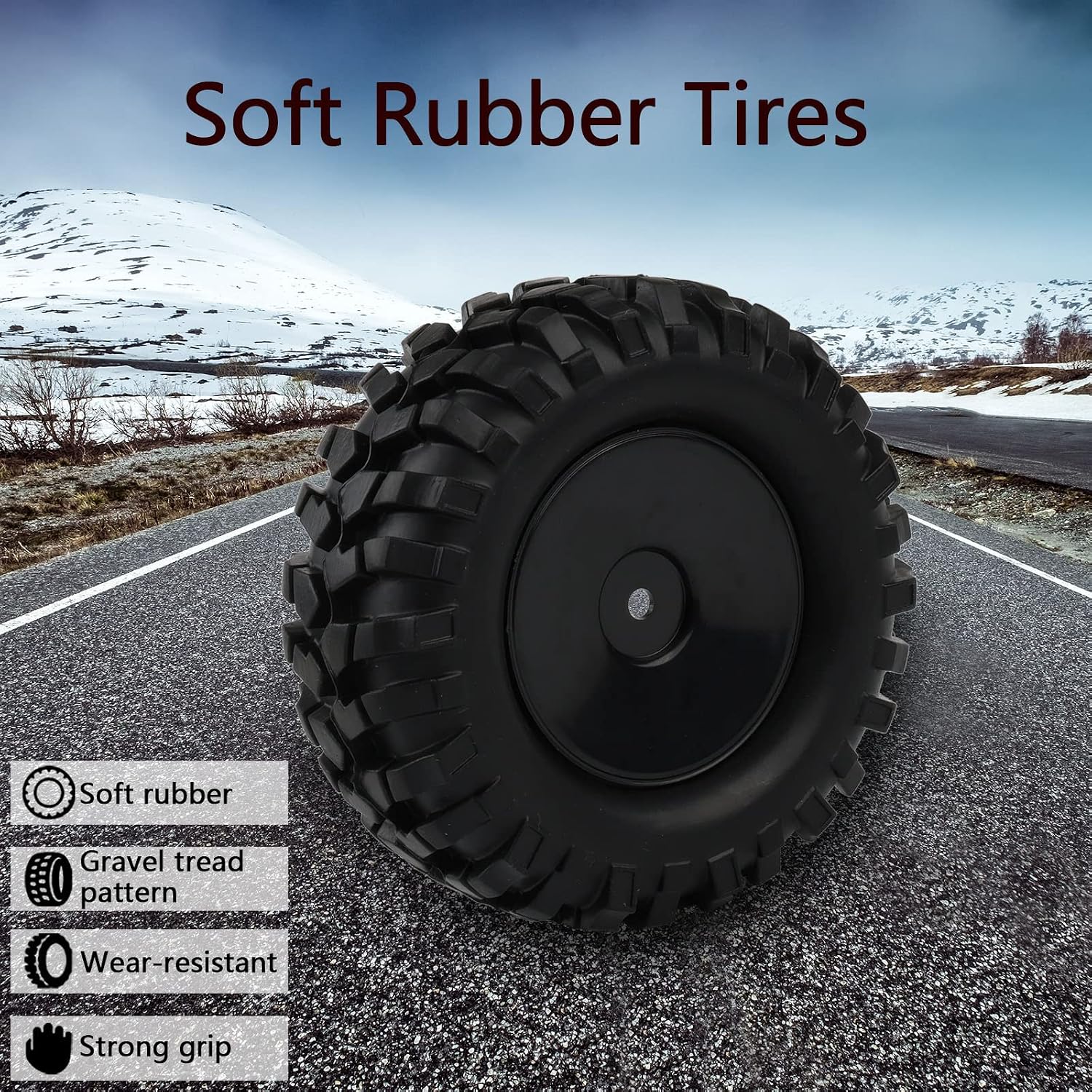 4PCS 1:10 RC Tires Rock Crawler Hex 12mm Hard Dish Wheels Rim | Rubber Tires, For Trail Finder 2, Gelande II, CR12 CC01 MST CMX, Trailer Tires