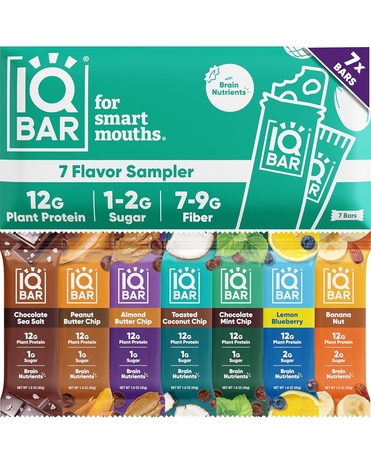 IQBAR Clean Protein Bars, Low Sugar Keto, Banana Nut 12-Count