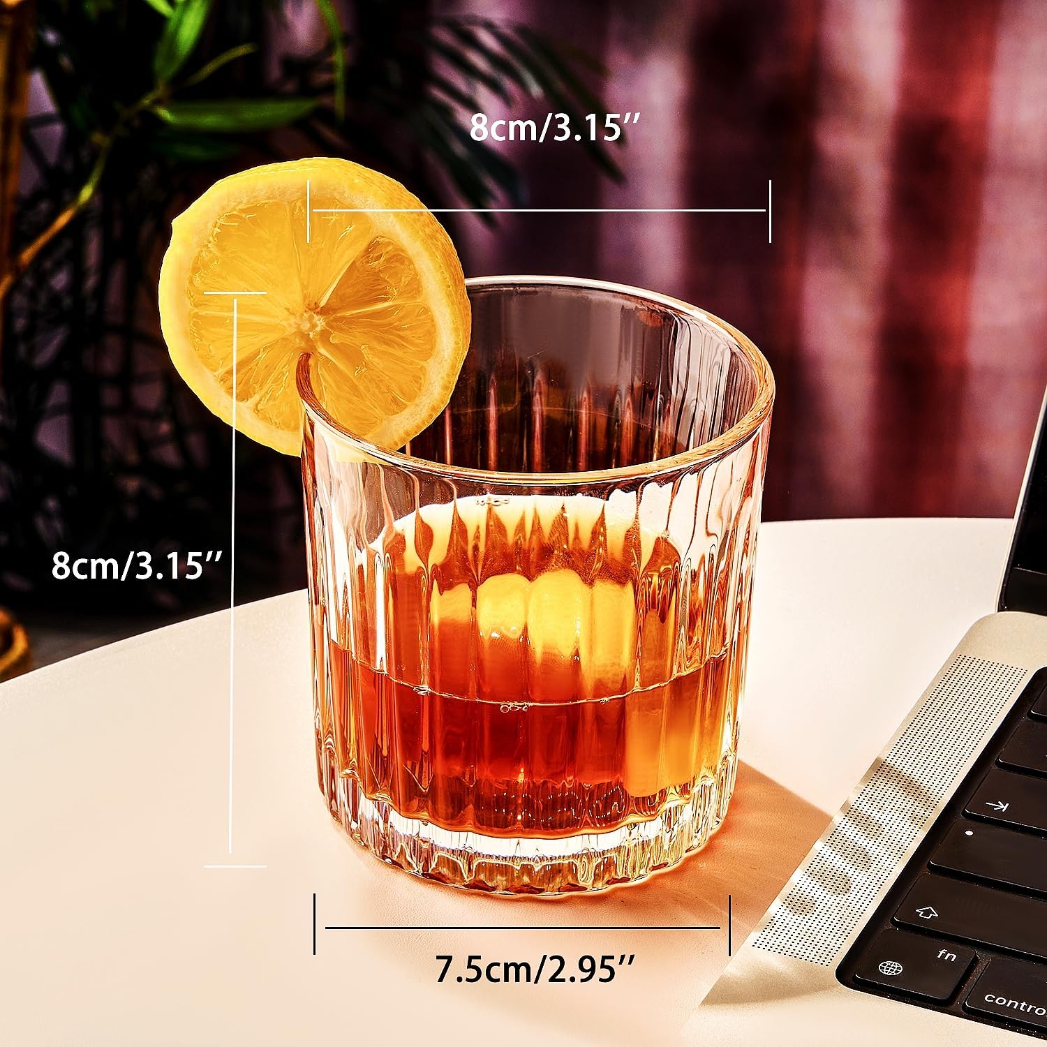 GLASKEY 12 oz Storm Japanese Whiskey Glasses Set of 4, Unique Cognac Glasses, Heavy Thick Bottom Bar Glass for Scotch Bourbon Rum Gin Water Cocktail,Gifts Men Gifts Ideas