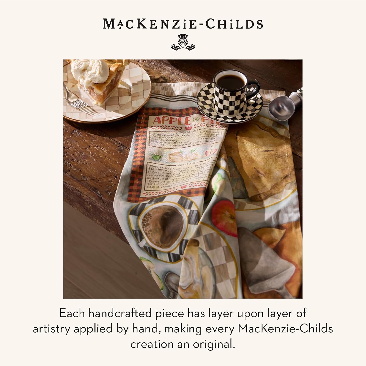 MACKENZIE-CHILDS Cotton Dish Towel, Hydrangea Tea Kettle