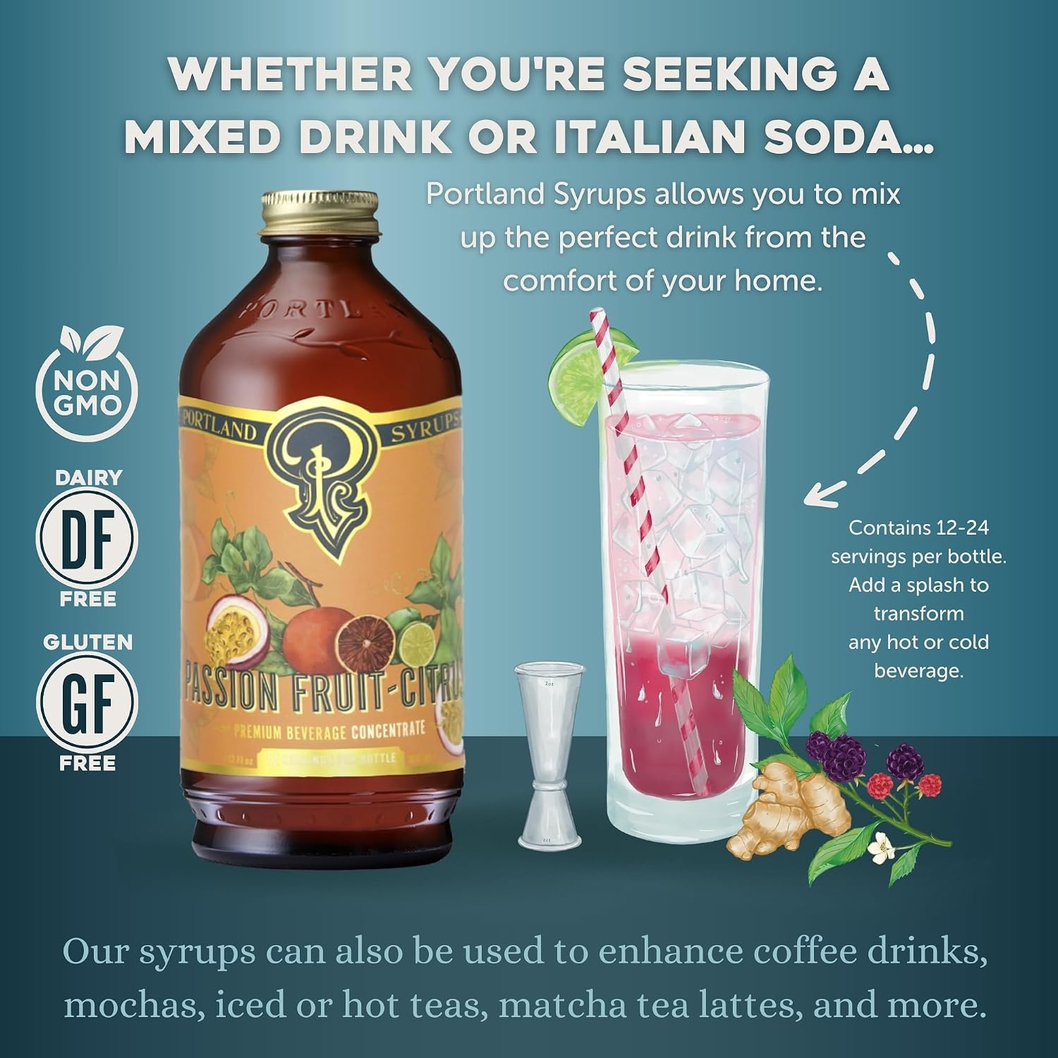Portland Syrups Marionberry Syrup for Cocktails, 12 oz, 12 Servings