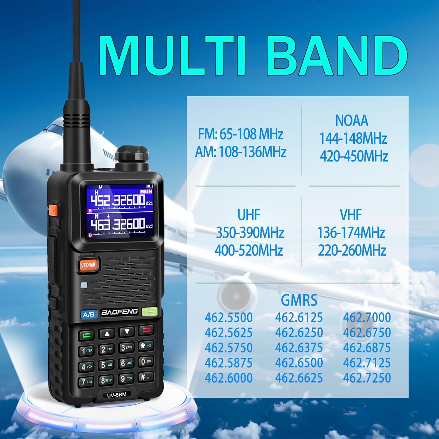 BAOFENG Radio UV-5RM Ham Radio Handheld 10W Walkie Talkie Long-Range 4Pack | Two Way Radio, 2500mAh Battery, Type-C Charging, Programming Cable