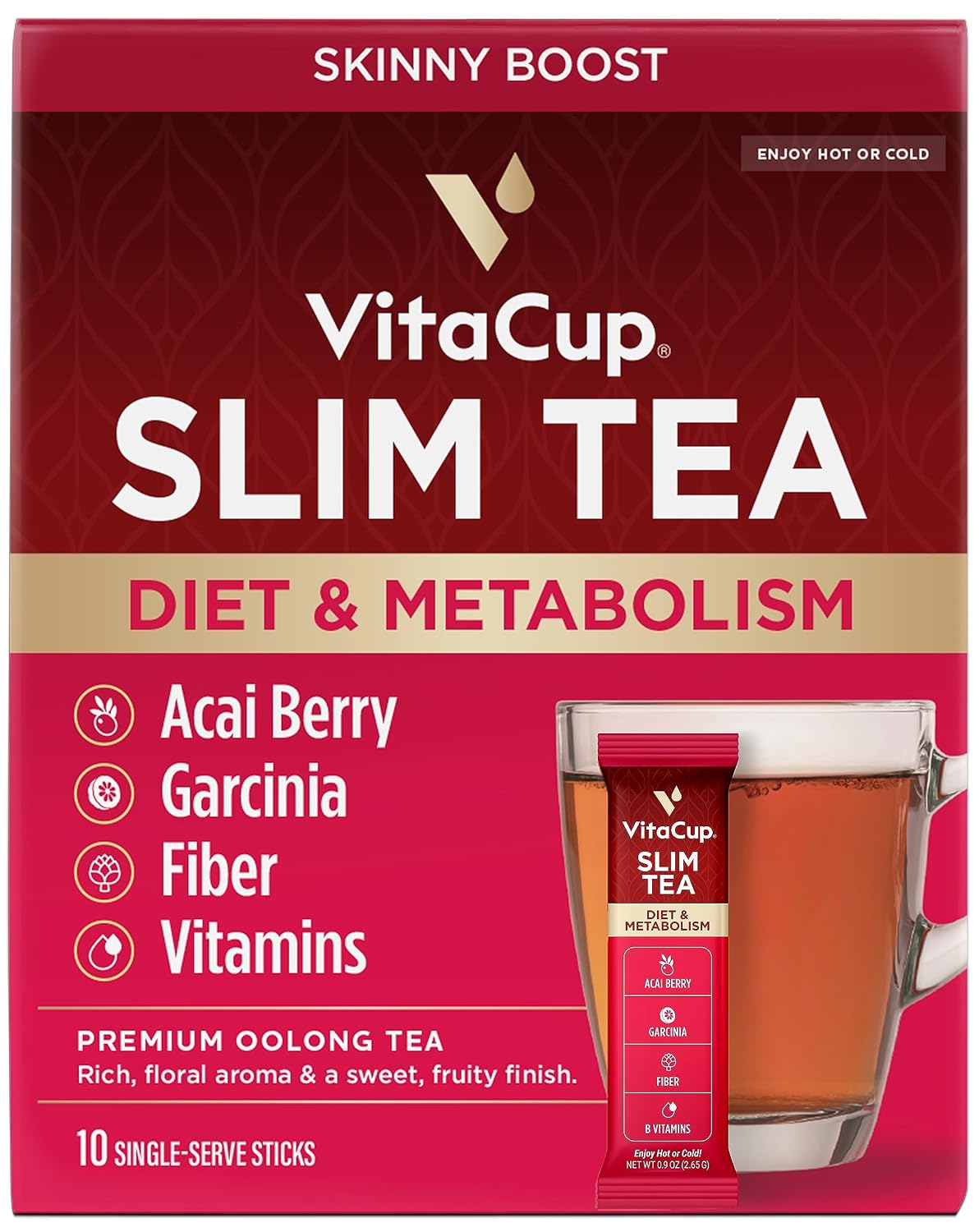 VitaCup Green Tea Instant Packets with Matcha, 16ct | B Vitamins, D3