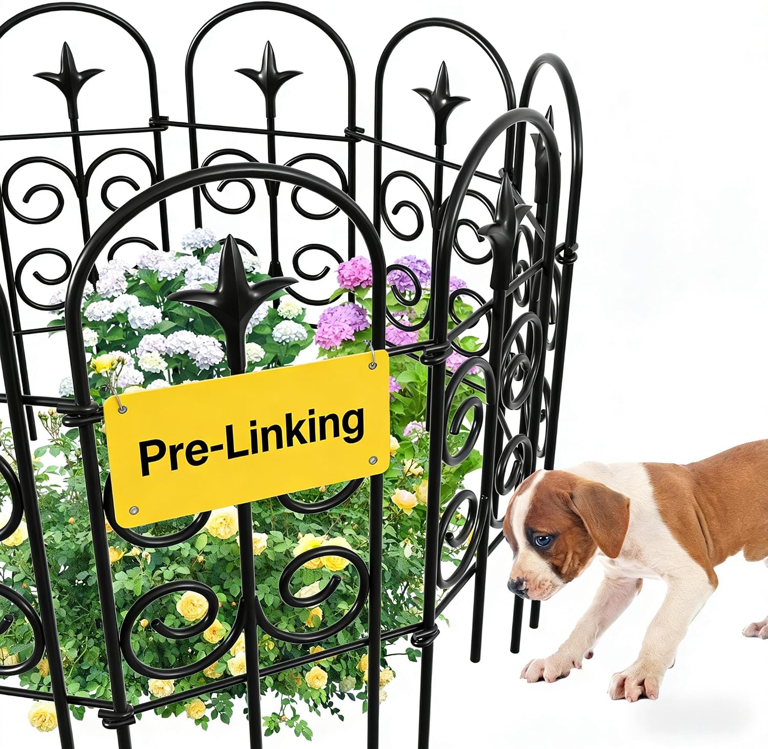 AMAGABELI 10 Panels 17in(H)×10ft(L) Decorative Garden Fences and Borders for Dogs No Dig Rustproof Metal Fence Panels Garden Edging Border Animal Barrier Fencing for Flower Beds Yard Patio Decor Black