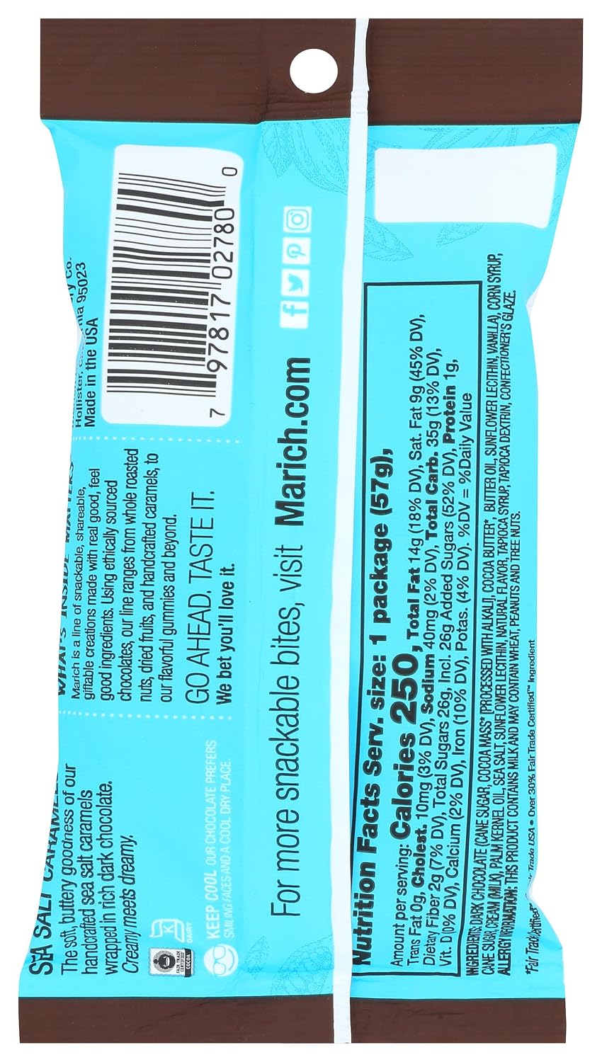 MARICH CONFECTIONERY Dark Choc Sea Salt Caramels, 2 OZ