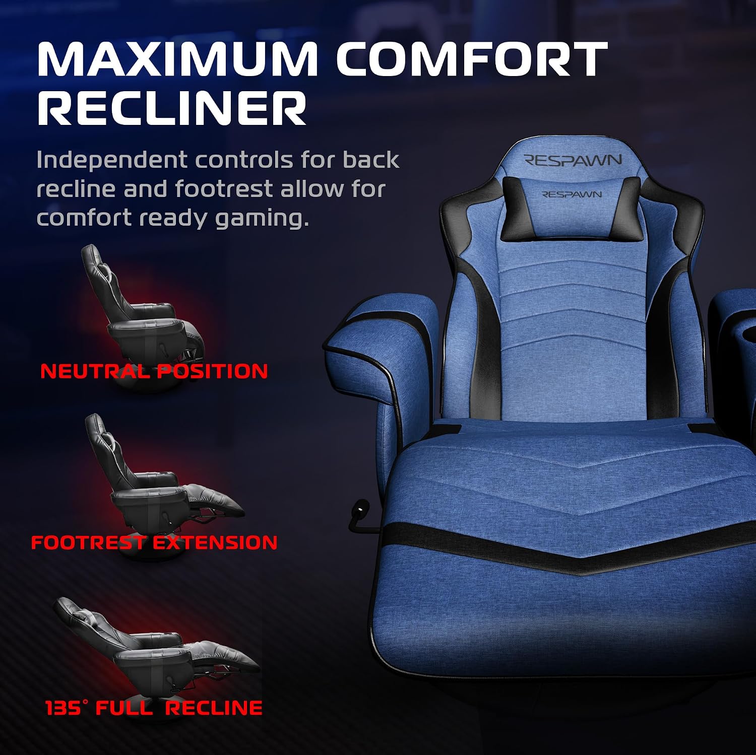 Respawn 900 Gaming Recliner Chair with Footrest, Cup Holder and Swivel