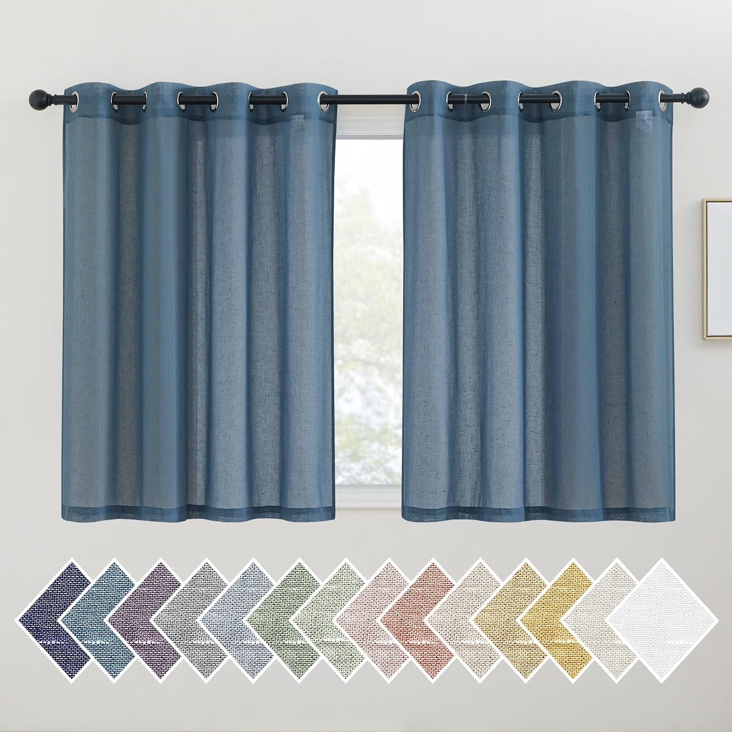 NICETOWN Linen Curtains Semi Sheer Bedroom Window Curtains