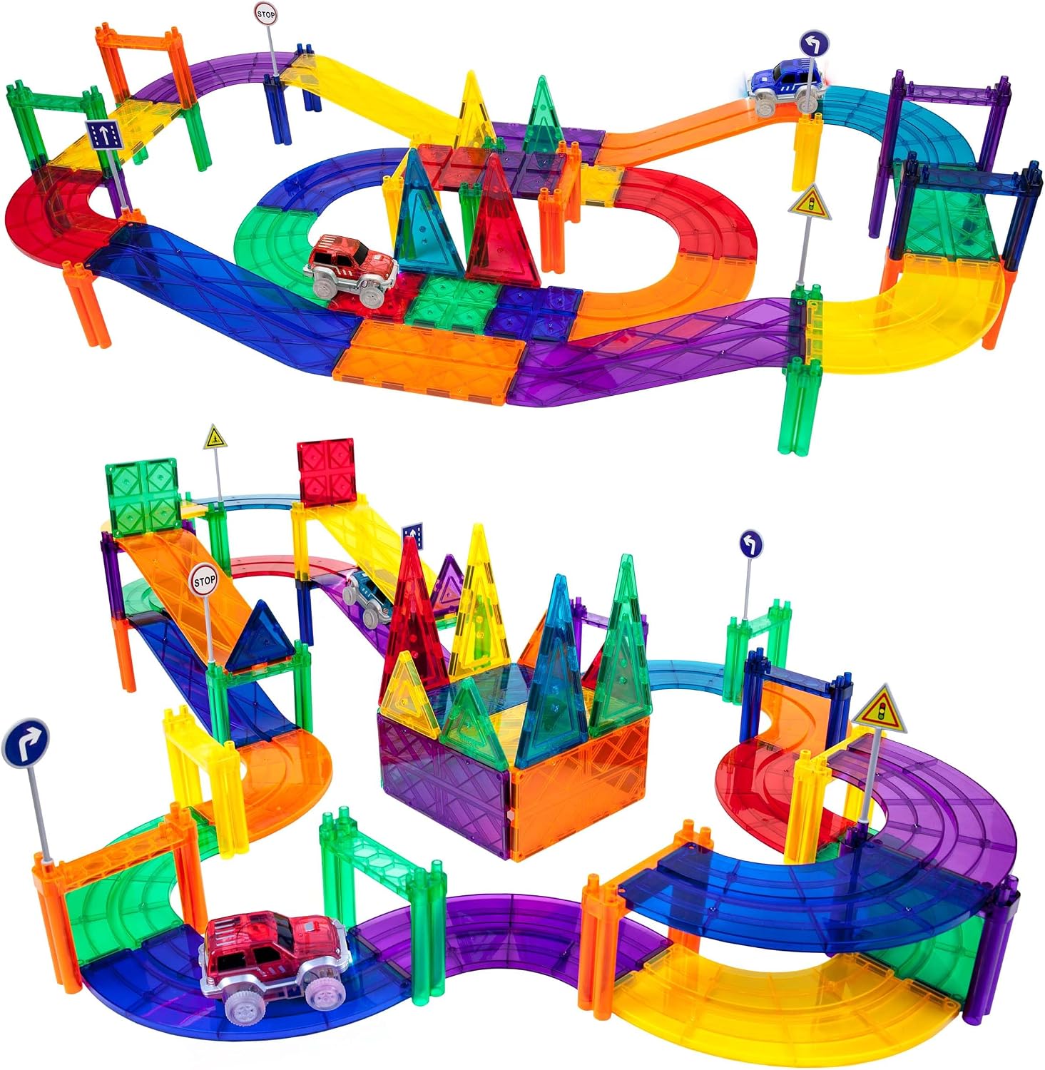 PicassoTiles Race Track Add-On Railway Magnetic Tiles STEM Construction Toy