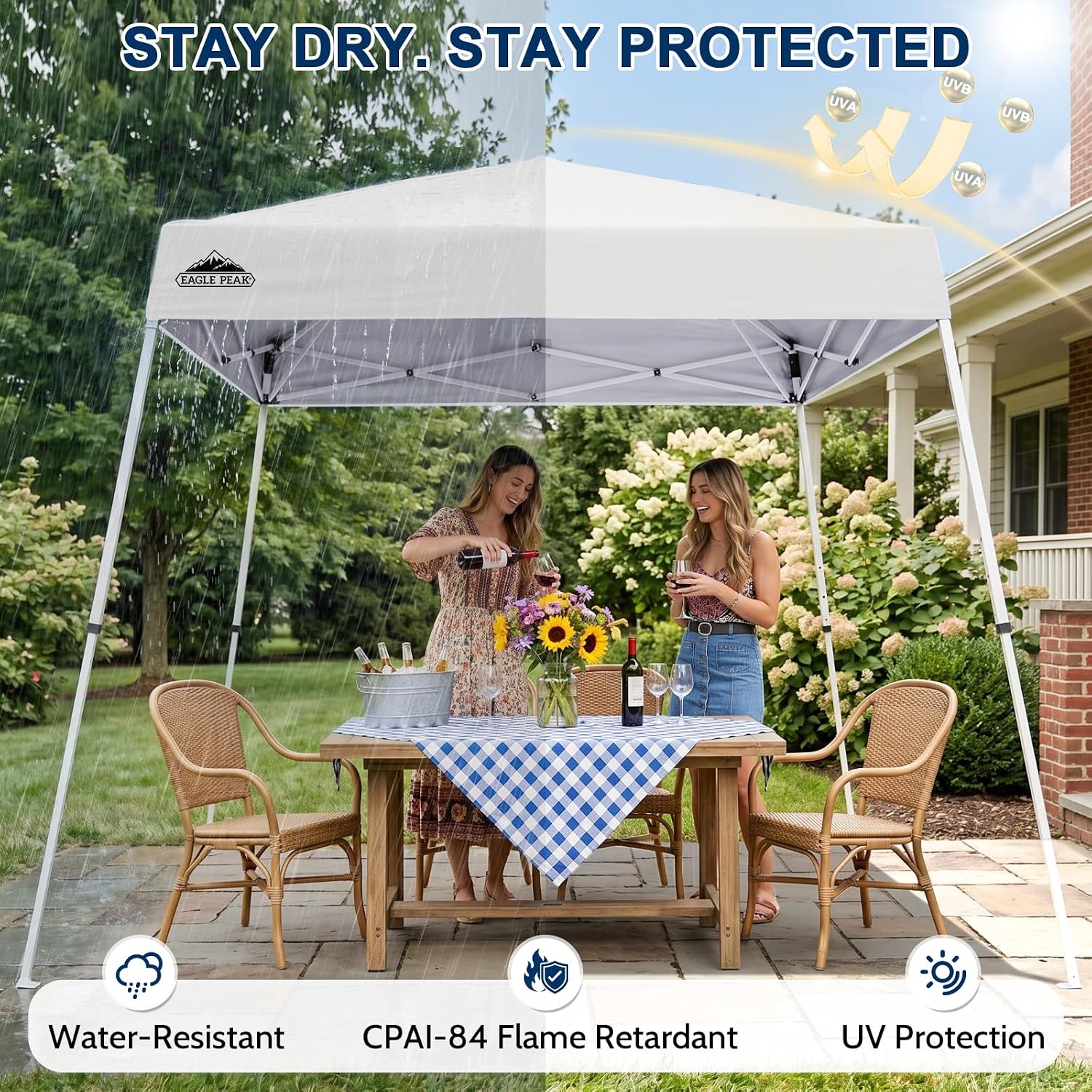 EAGLE PEAK 10x10 Slant Leg Pop Up Canopy Tent, Blue