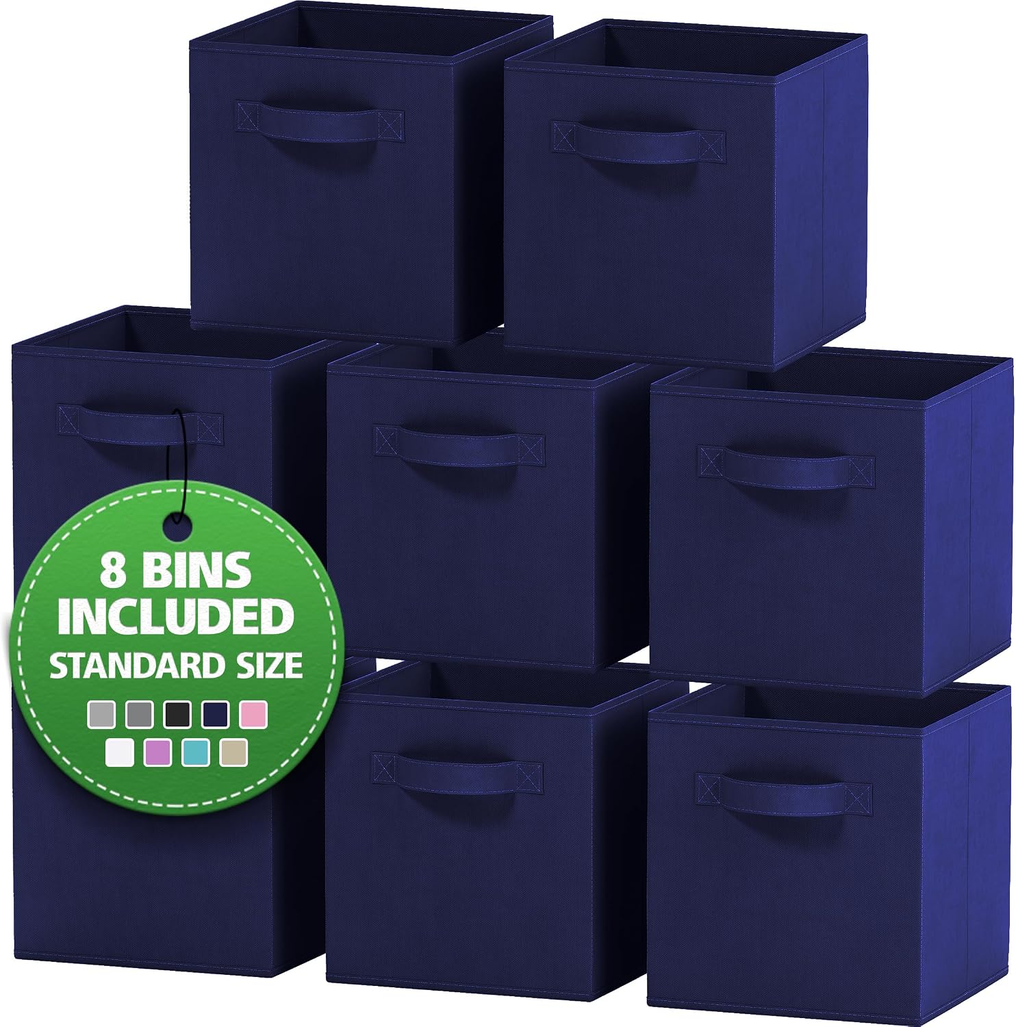Storage Cubes Pack Of 8 - Standard Size Cube Storage Bin 10.5x10.5x11 With Dual Handles For Easy Carrying- Fabric Storage Bins Collapsible (Black)