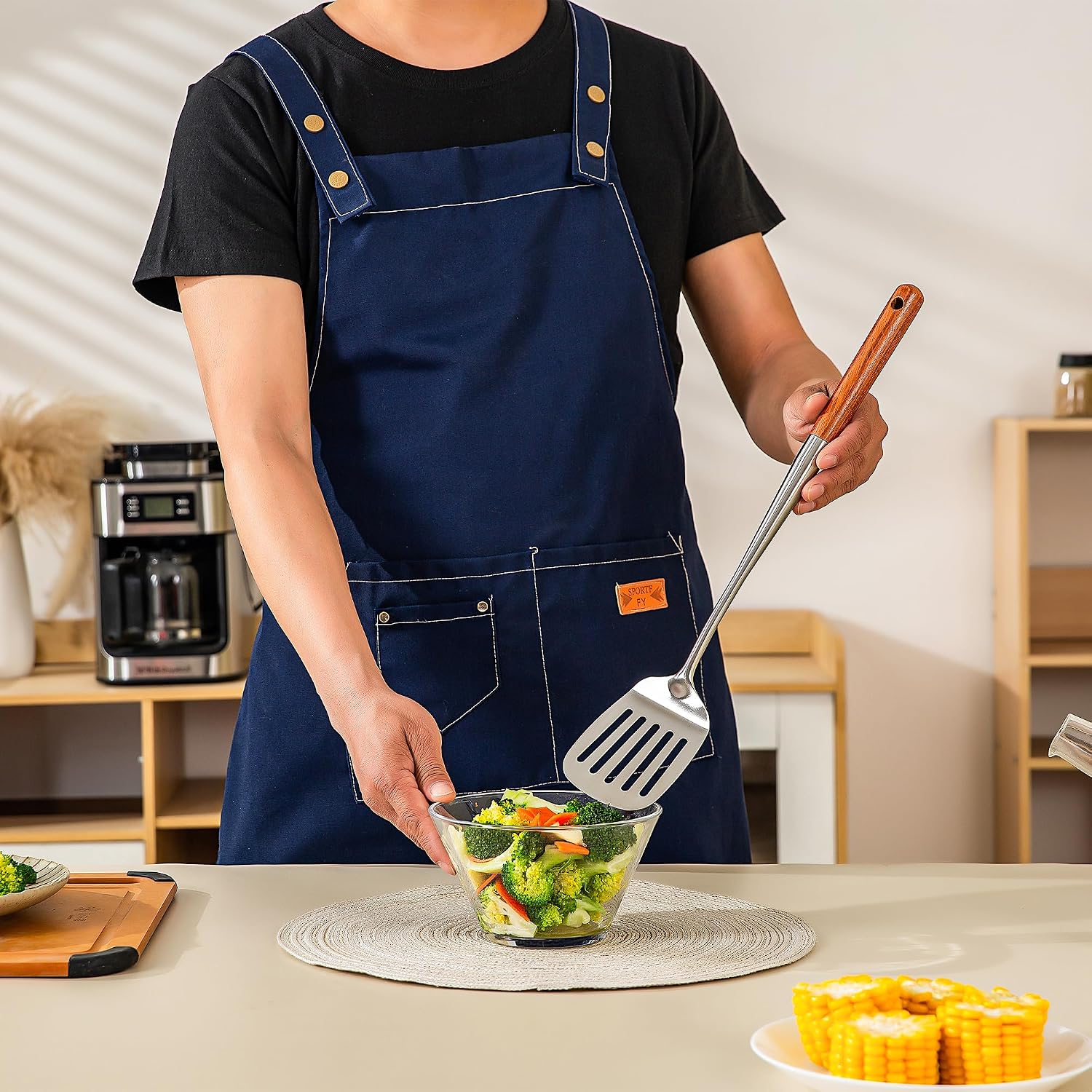 FJNATINH Wok Spatula and Ladle,Skimmer Ladle Tool Set, 17inches Spatula for Wok, 304 Stainless Steel Cooking Utensils