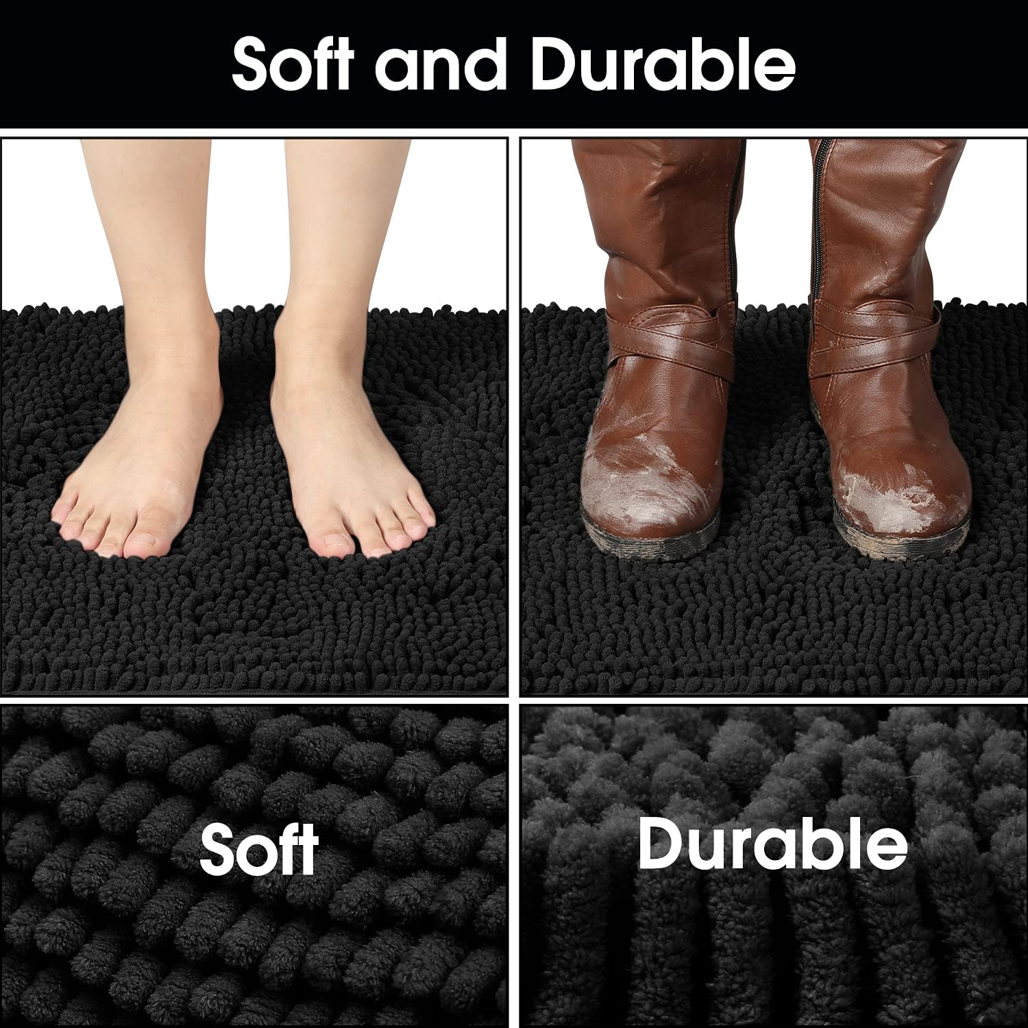 HOMEIDEAS Dog Door Mat for Muddy Paws 30x20, Absorbs Moisture and Dirt, Non-Slip Washable Doormat, Soft Chenille Mud Mat for Dogs