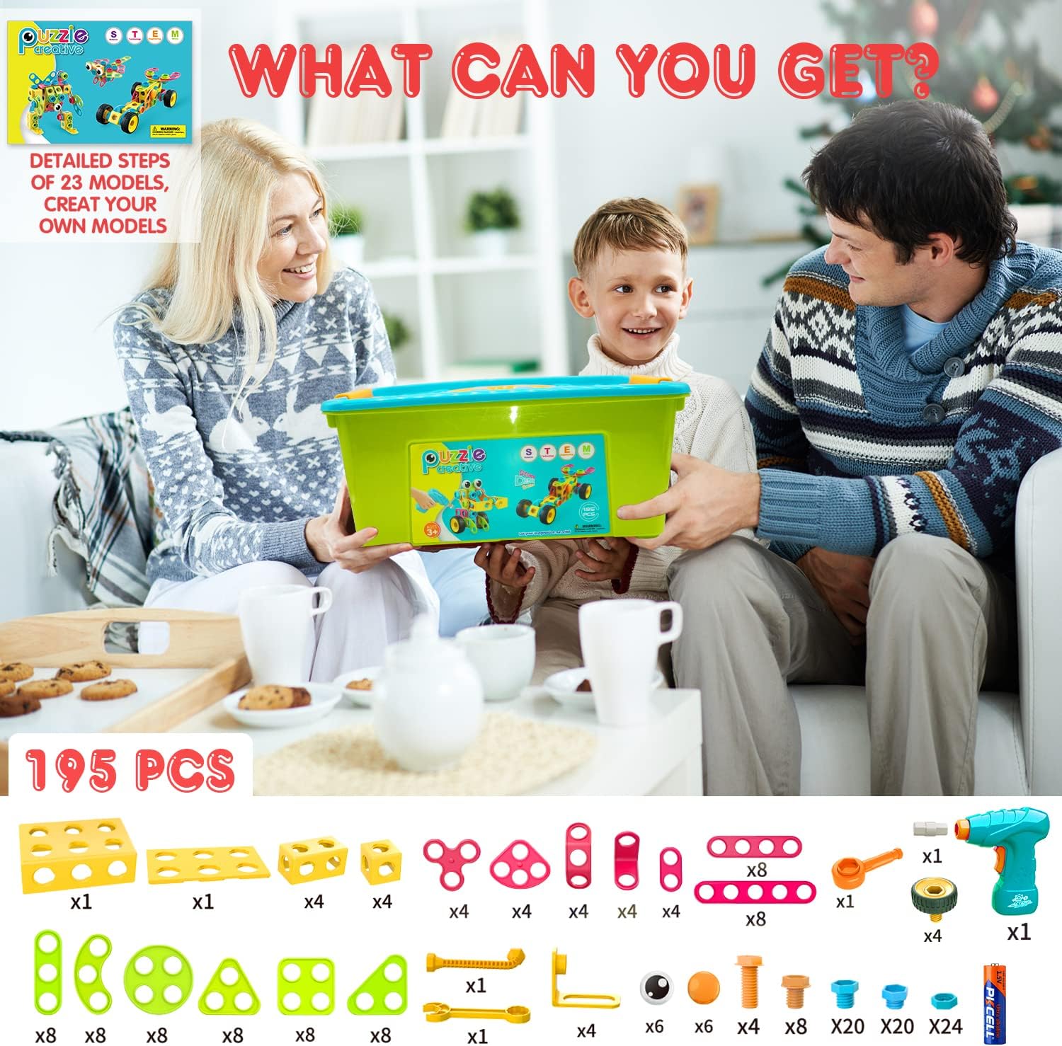 NXONE 195 PCS STEM Toys, Building Sets for Kids 3+