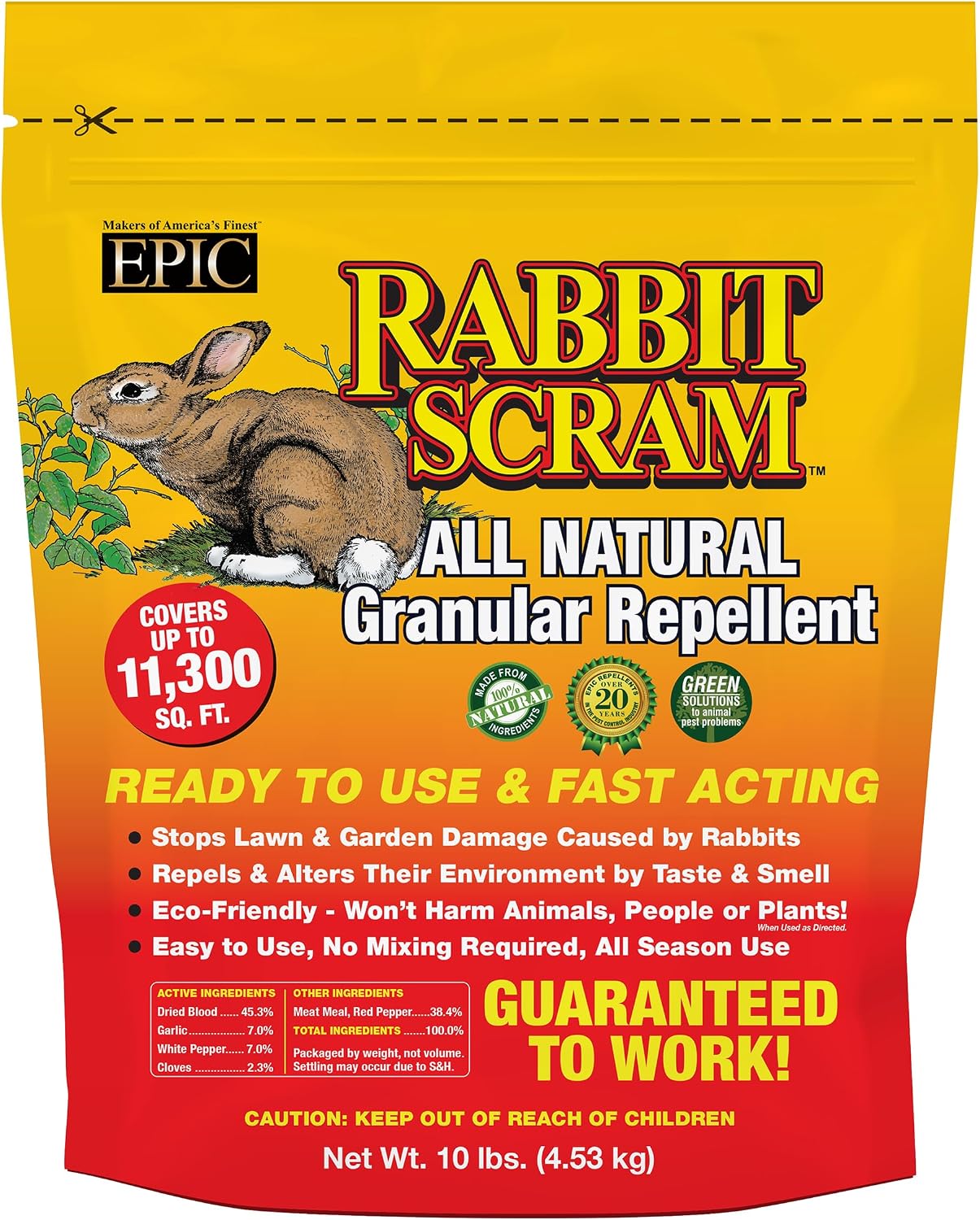 Rabbit Scram All Natural Granular Repellent - All-Natural, Animal, People and Pet Safe Granule (2.5 lb Shaker)