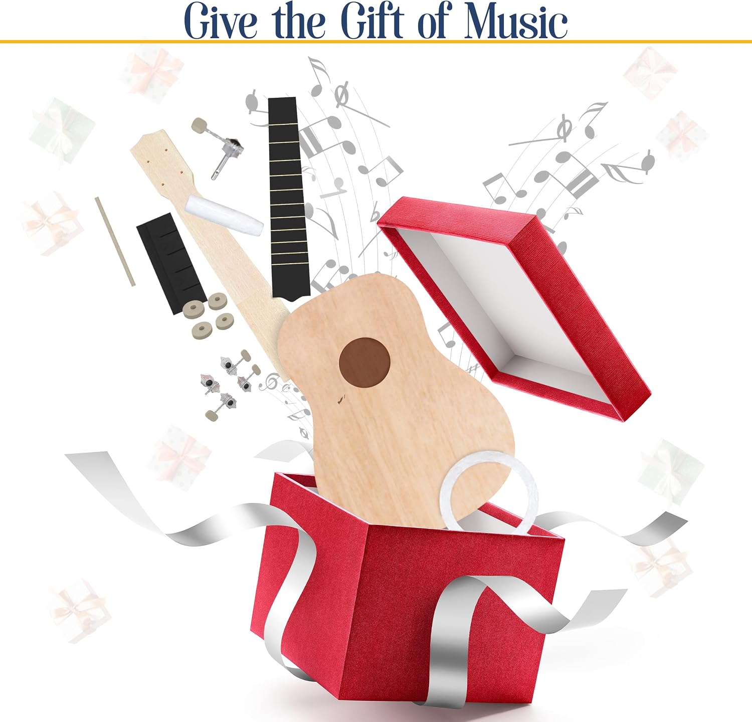 DIY Ukulele Kit - Build Your Own Guitar with 21-Inch Soprano Ukelele Kit, Includes 33 Pieces Make Your Own Ukulele Acoustic Guitar DIY Projects