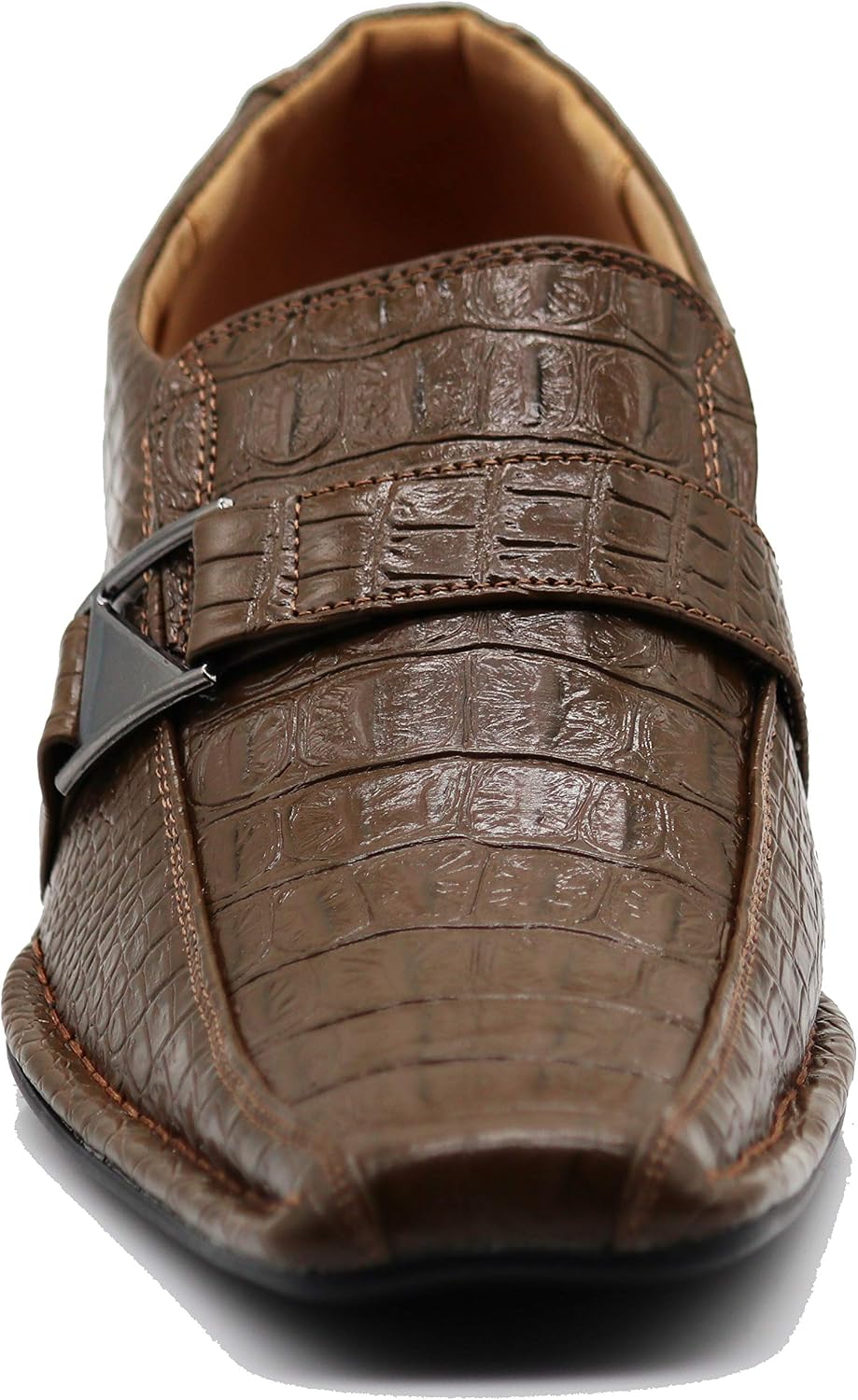 Enzo Romeo Santcro Men's Dress Crocodile Print Loafers Elastic Slip on with Buckle Fashion Shoes Runs Half Size Big