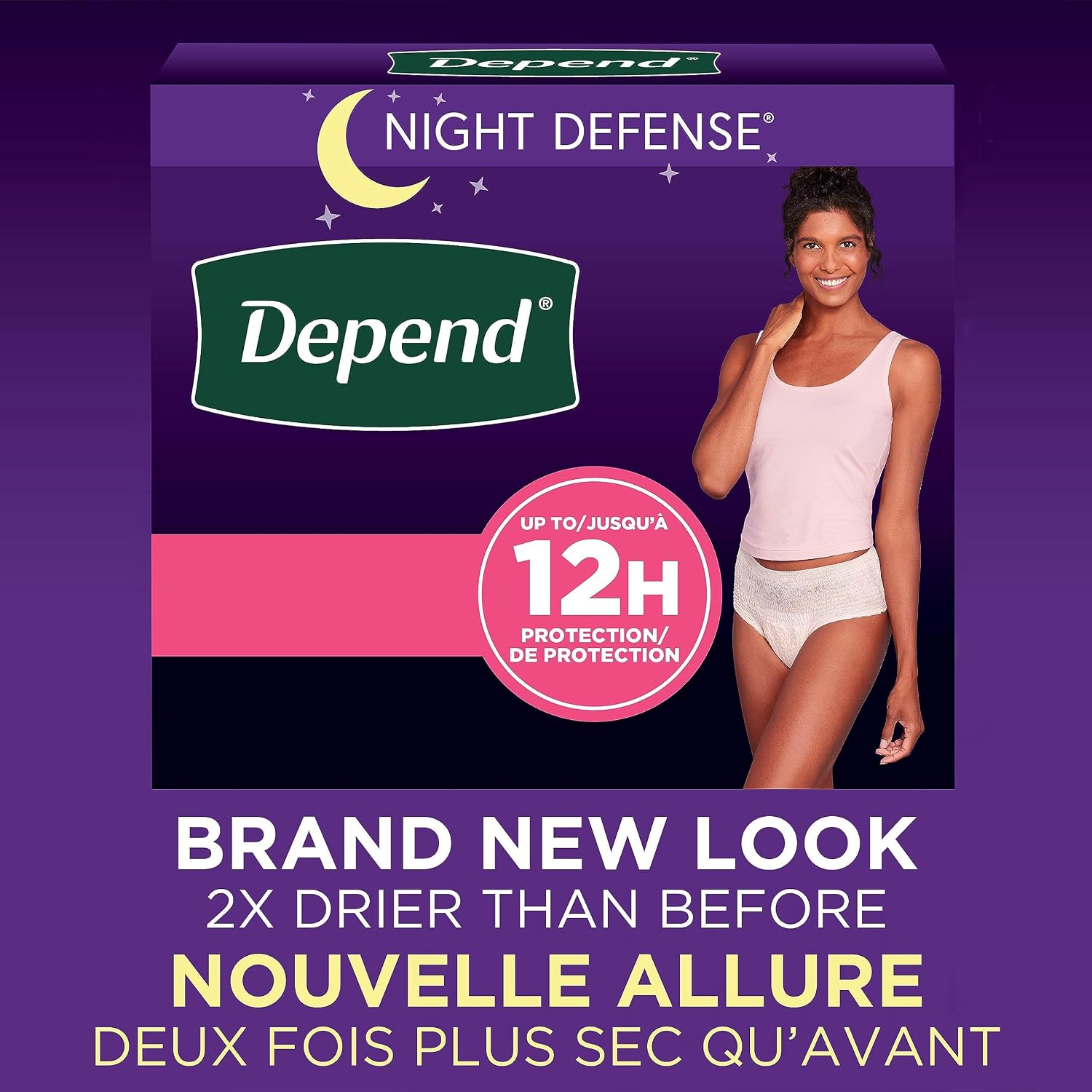 Depend Night Defense Adult Diapers for Women, Medium, 15 Count