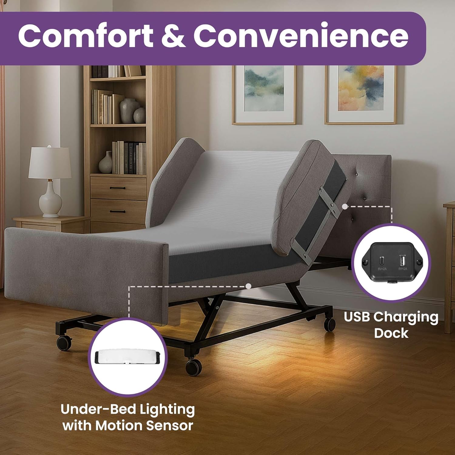 Customize Your Own Adjustable Hospital Bed for Home Use with Gel Memory Foam Mattress -Bariatric Queen Size Home Style Full Electric Medical Bed