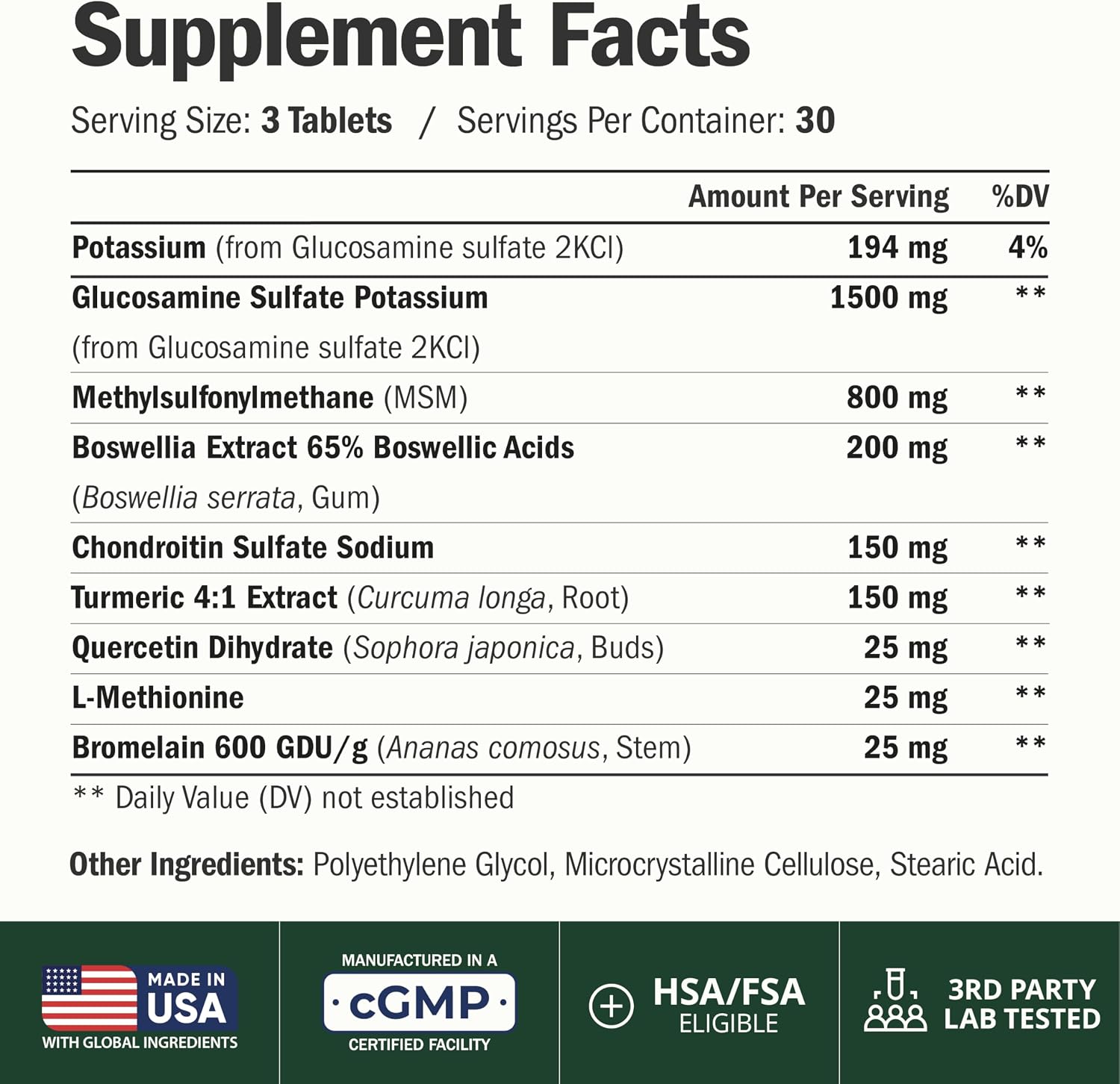 Glucosamine Chondroitin MSM – Joint Support Supplement for Women and Men with Glucosamine Sulfate 1500 mg, Chondroitin and MSM – for Cartilage, Joint Health and Flexibility – 90 Capsules