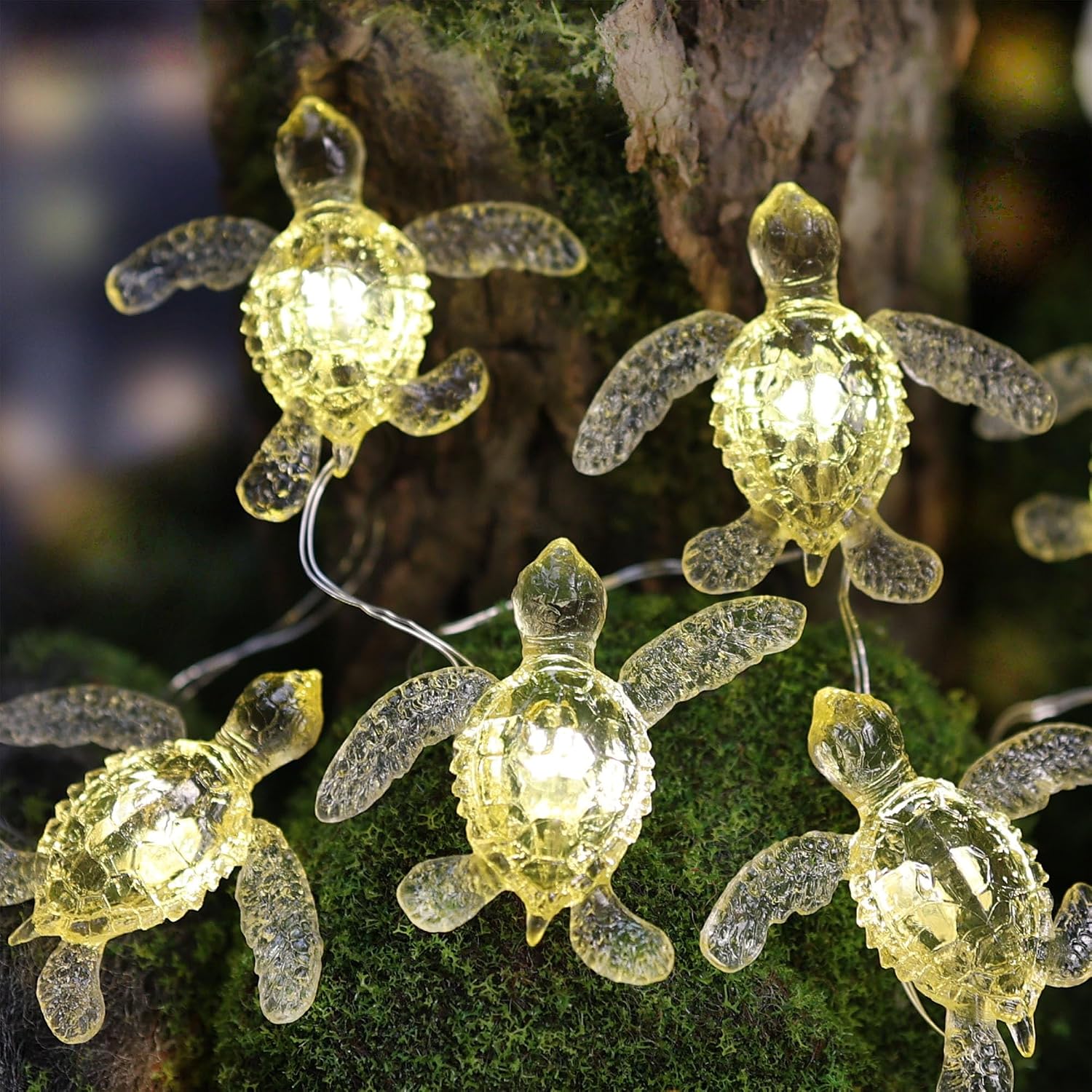 Beach Theme -Cute Green Sea Turtle String Lights- Ocean Fairy Decorative Lights- 10ft 30 LEDs -USB Powered -Multi-Function- Remote Control-Christmas